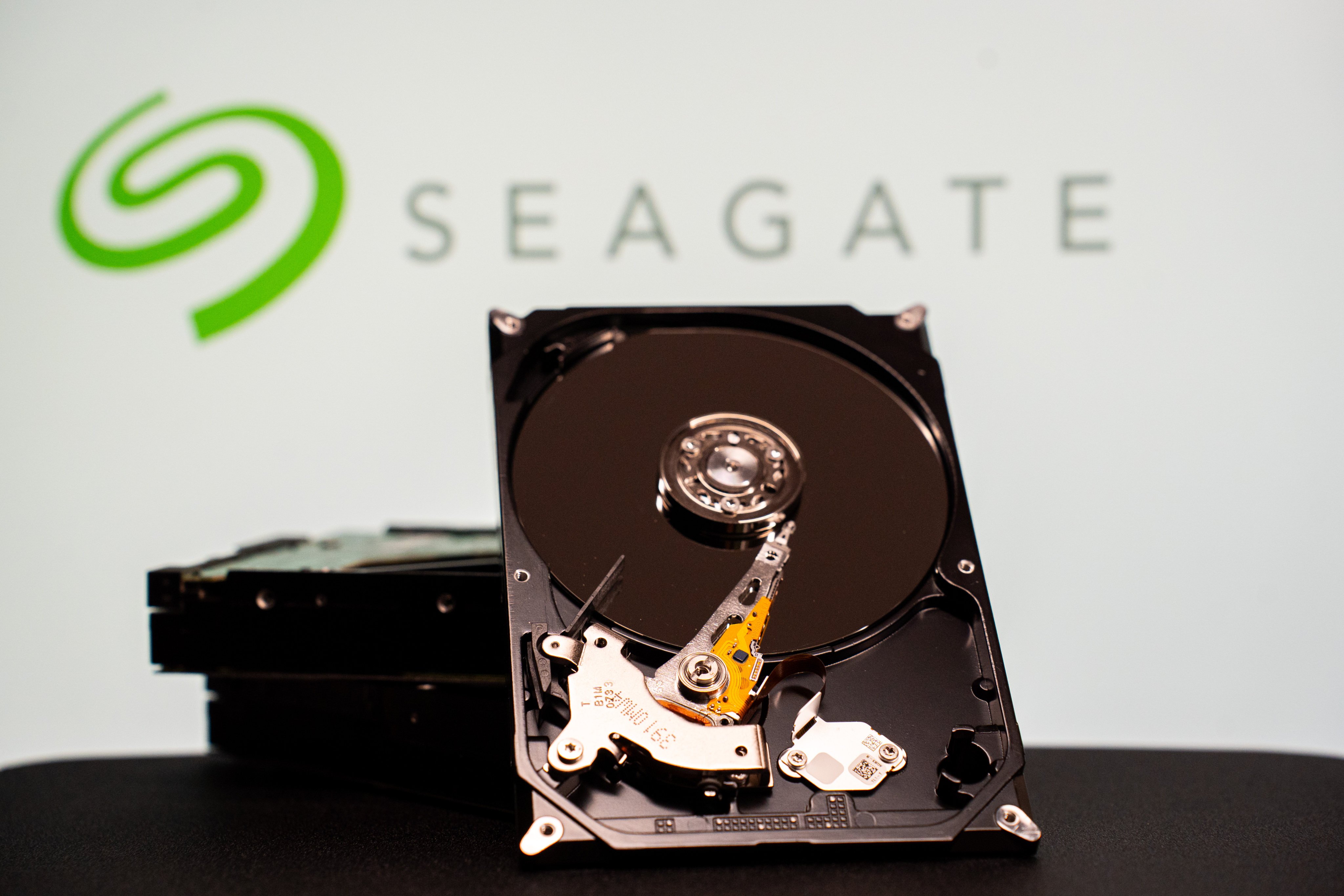 The logo of data-storage giant Seagate, which says the artificial intelligence boom is driving surging demand for storage capacity. Photo: Getty Images