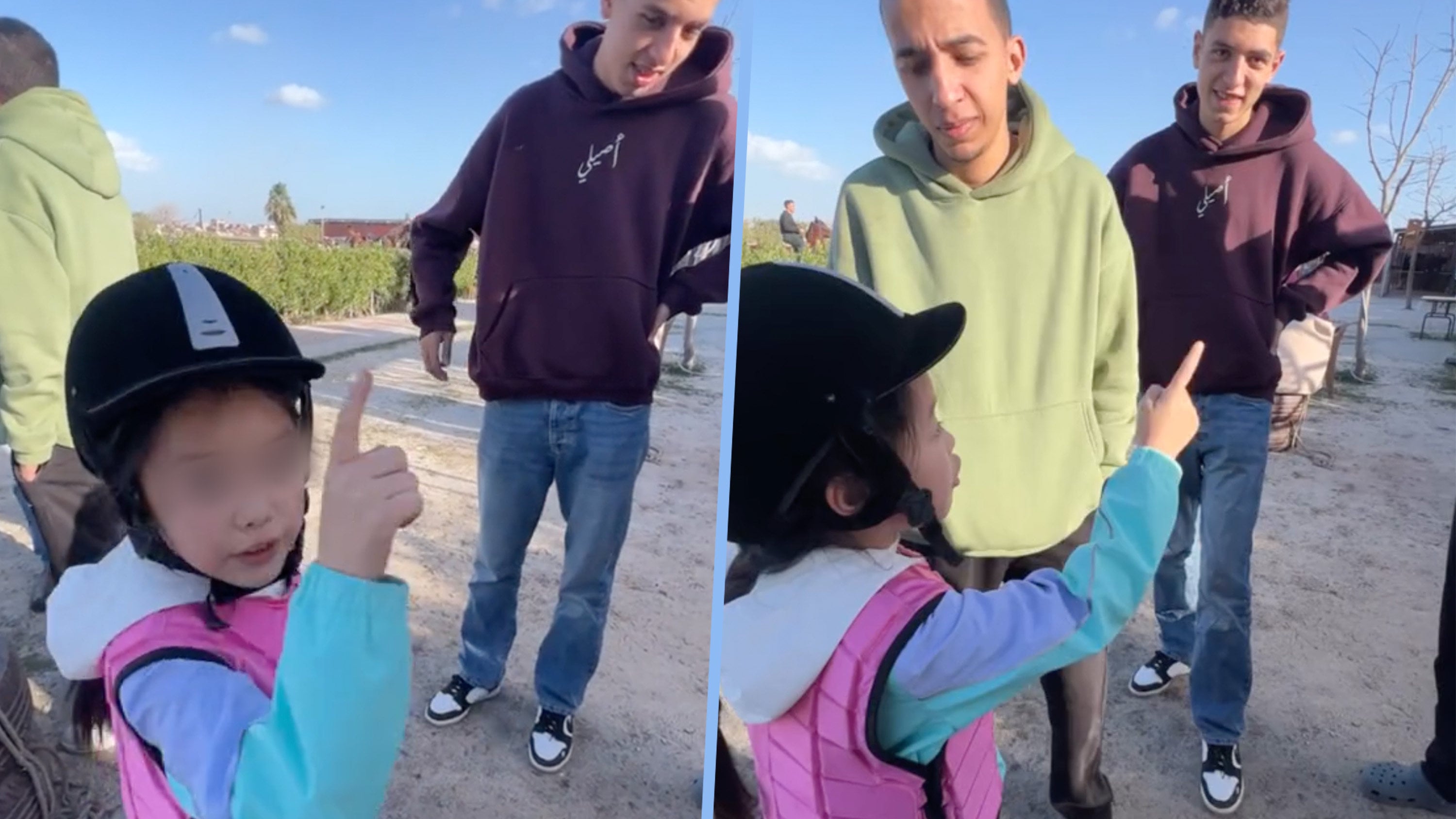 A nine-year-old Chinese girl has gone viral for confronting riding instructors in Egypt about dangerous horses assigned to her friends, warning them of financial consequences. Photo: SCMP composite/Douyin