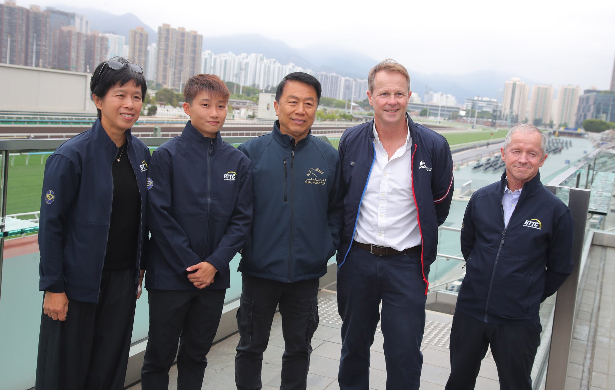 Nichola Yuen (second left) and Ricky Yiu (centre) at Sha Tin.
