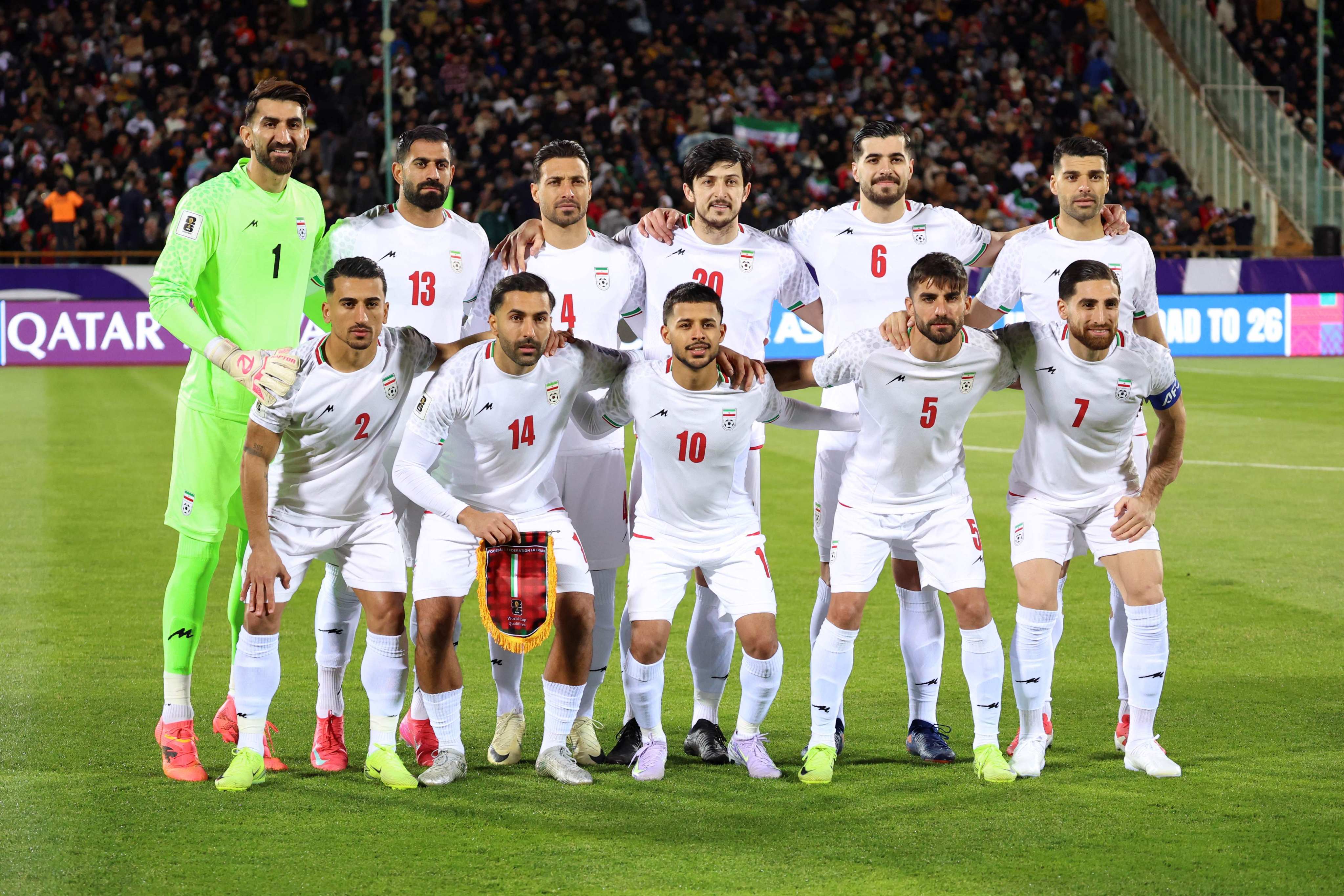 Iran’s national team before their Fifa World Cup 2026 Asia zone group A qualifiers against Uzbekistan last March in Tehran that finished 2-2. Photo: AFP