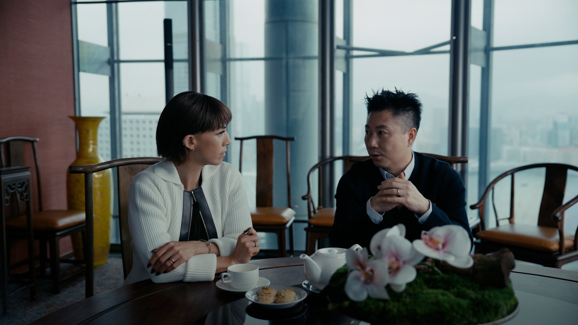 Victoria Tang-Owen (left) meets with Li Xiaopeng, China’s most decorated gymnast, to talk about his athletic legacy and how it shapes his perspectives as a father and entrepreneur today.