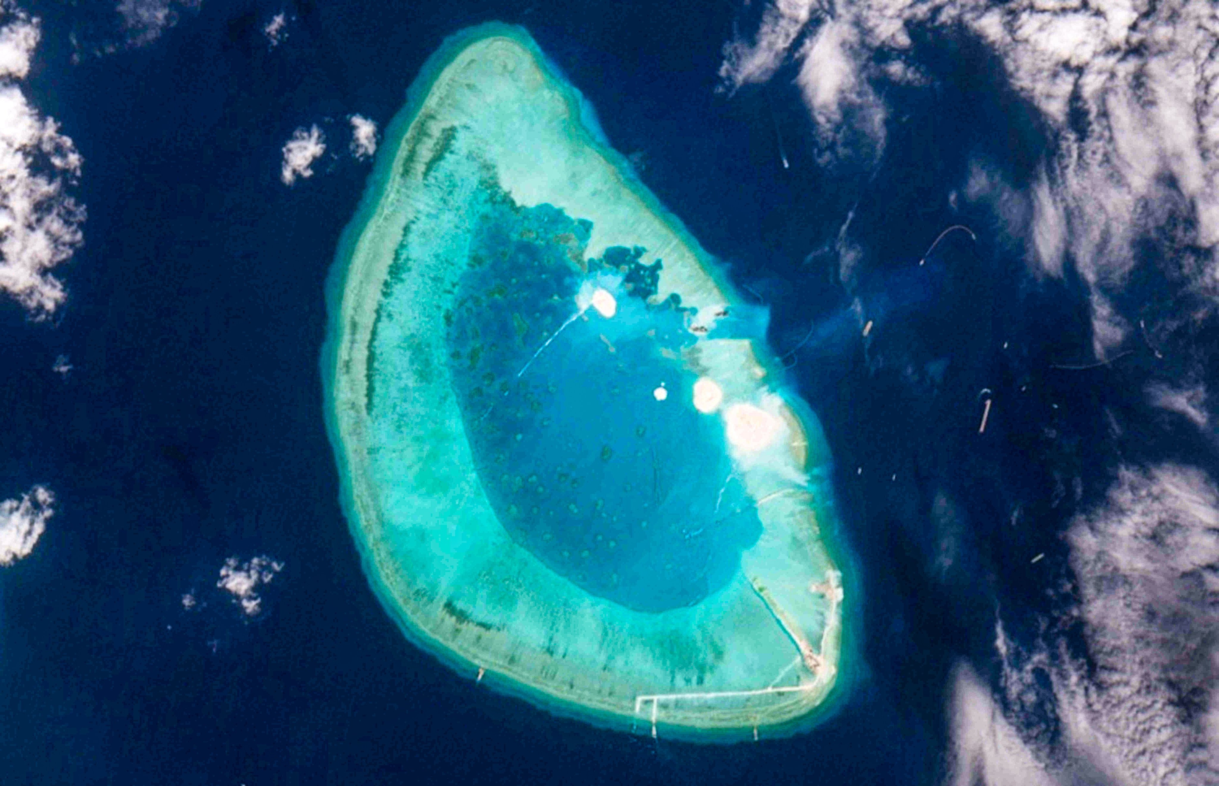 Satellite imagery suggests new sand dredging work has been taking place at Antelope Reef. Photo: European Union