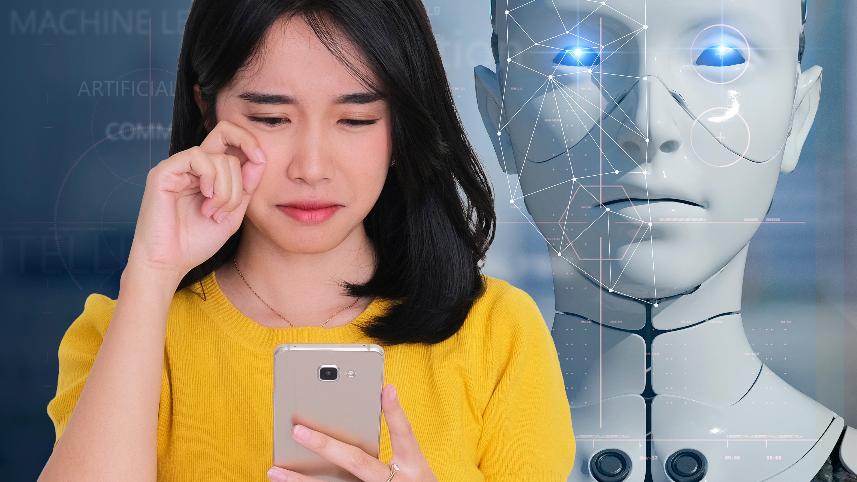 A wave of “cyber heartbreak” is sweeping mainland social media as users lament the emotional loss of artificial intelligence companions following updates that make them feel colder and less familiar. Photo: SCMP composite/Shutterstock