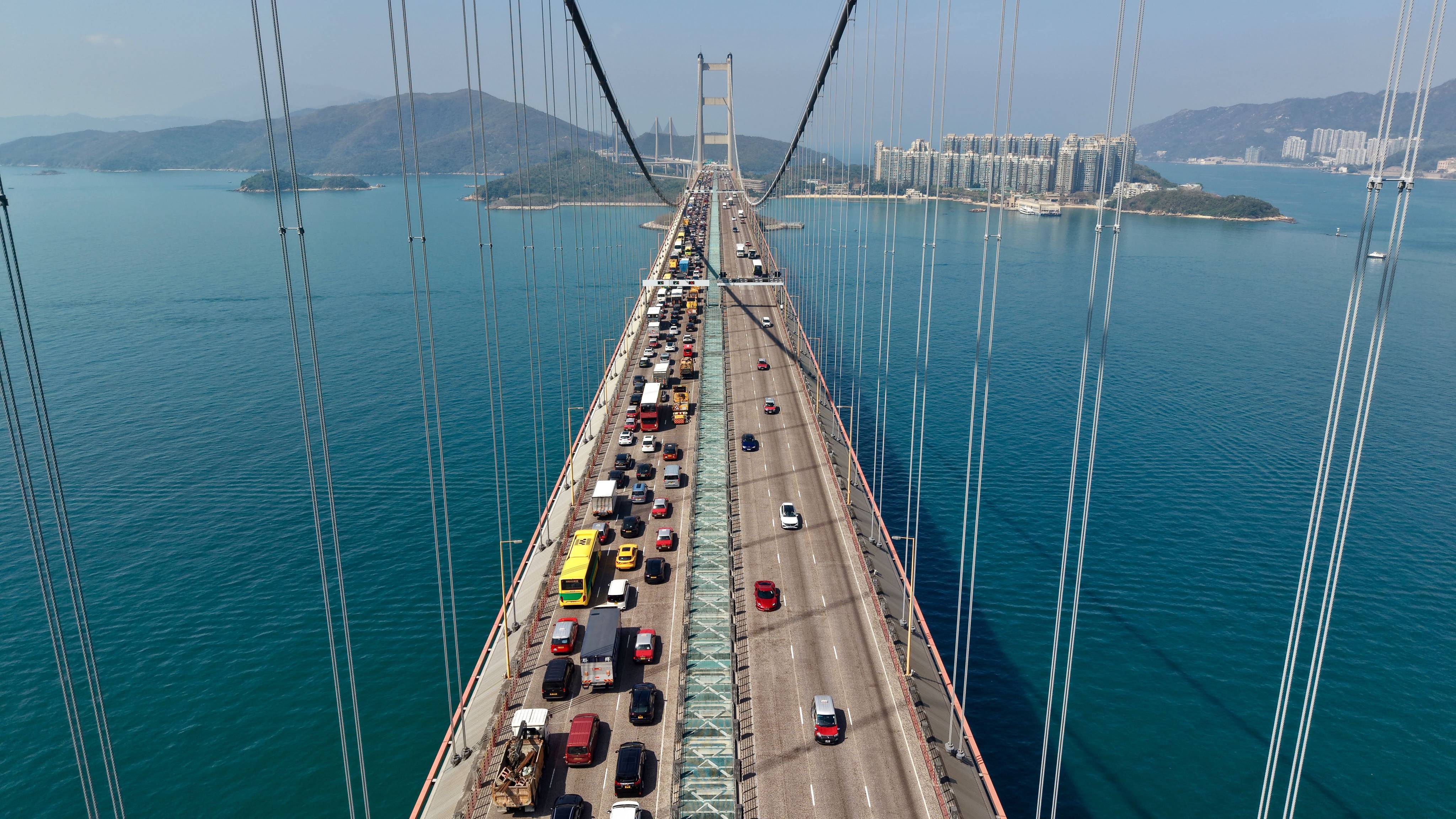 Traffic congestion on the Tsing Ma Bridge after the accident. Photo: Sam Tsang