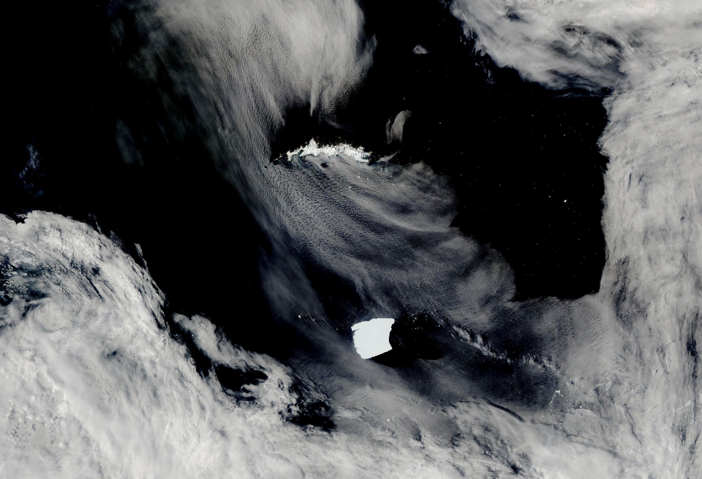 Nasa’s Aqua satellite shows an iceberg with the designation A23a heading towards the island of South Georgia off the coast of Antarctica on January 15, 2025. Photo: Nasa Worldview/dpa