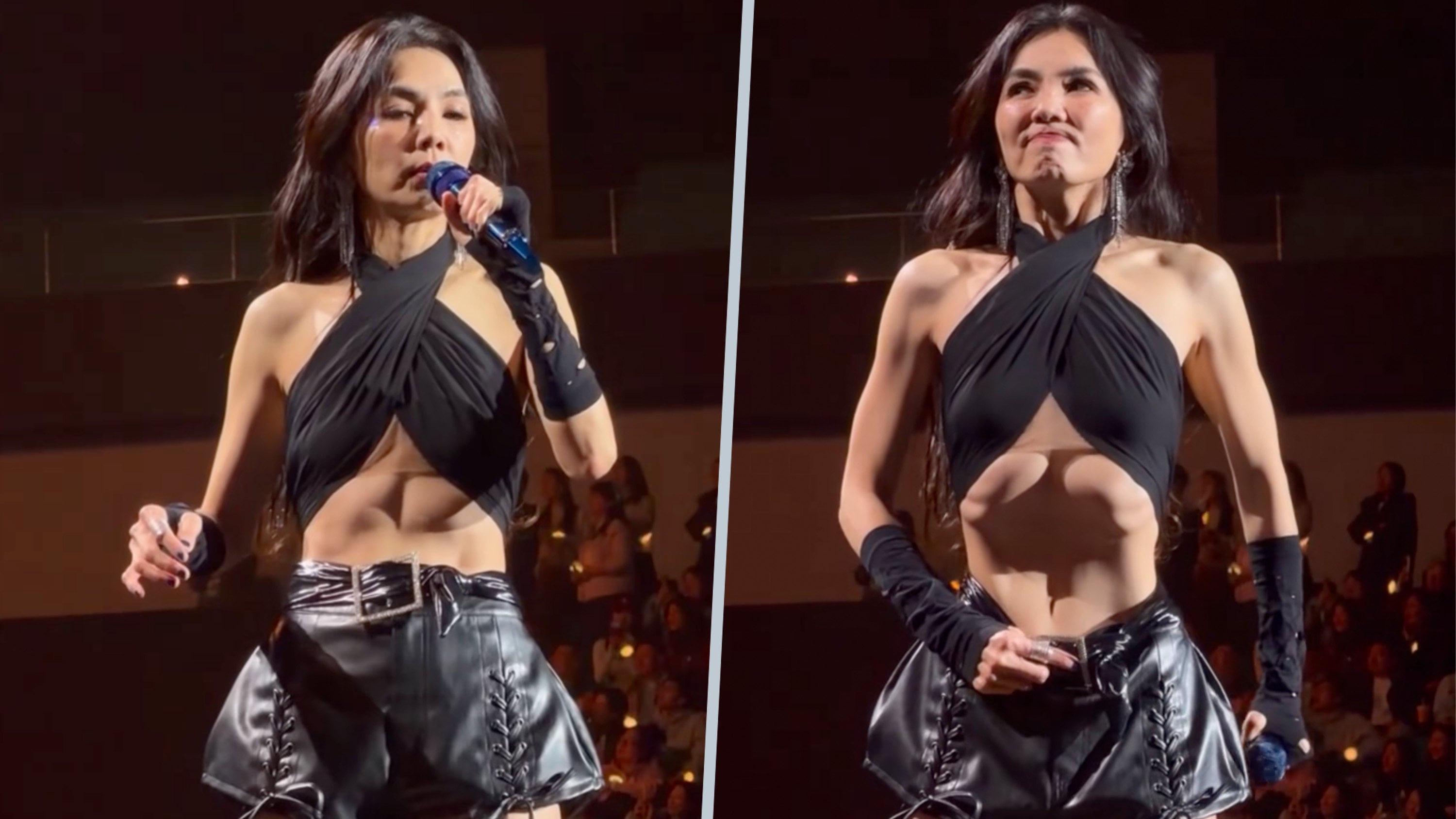 Taiwanese singer Ella Chen has sparked controversy by demonstrating her “vacuum belly” technique during a concert.  Photo: SCMP composite/Douyin