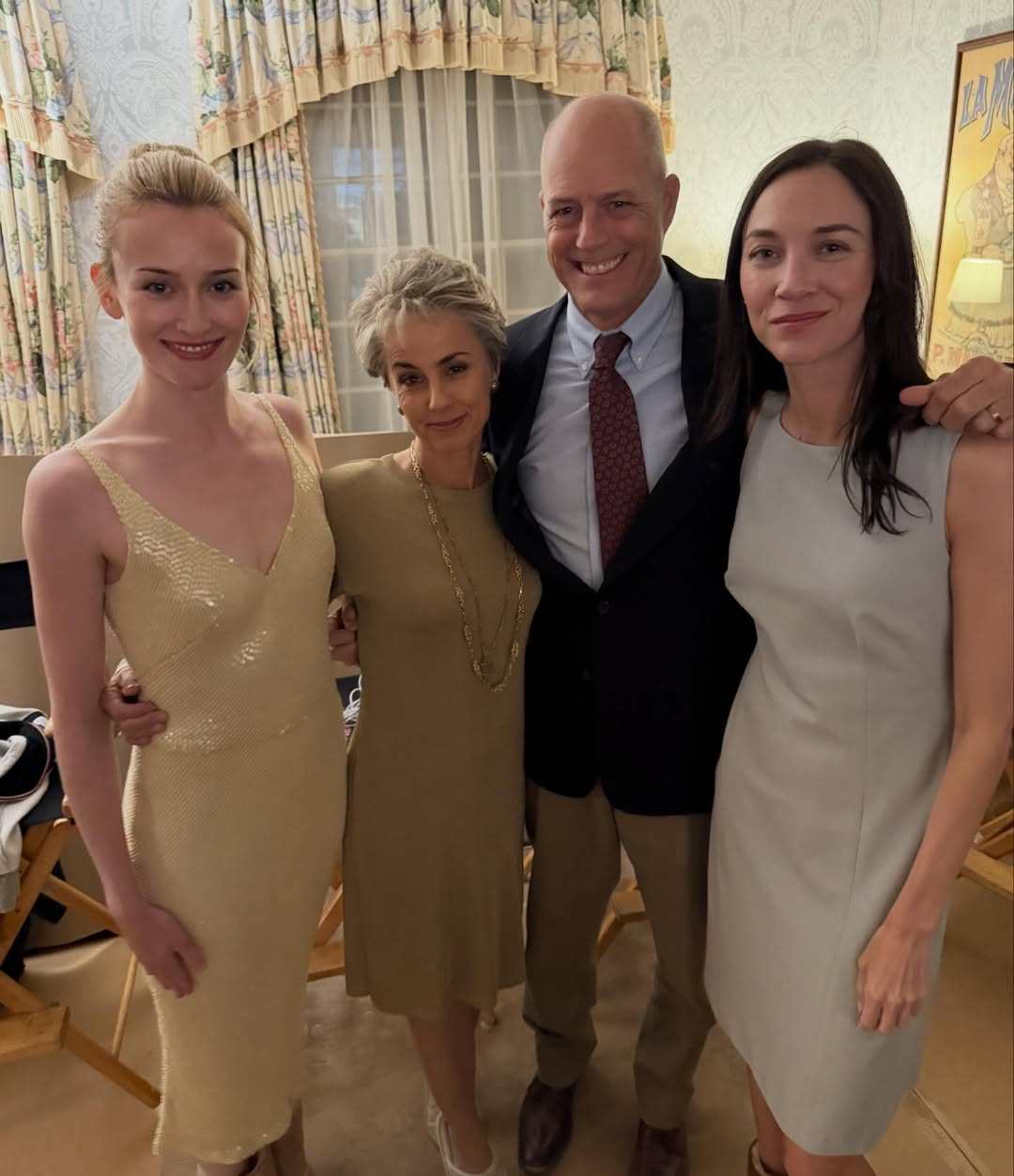 In Love Story, Constance Zimmer (second from left) plays Ann Messina, Carolyn Bessette’s mum. Photo: @constancezimmer/Instagram