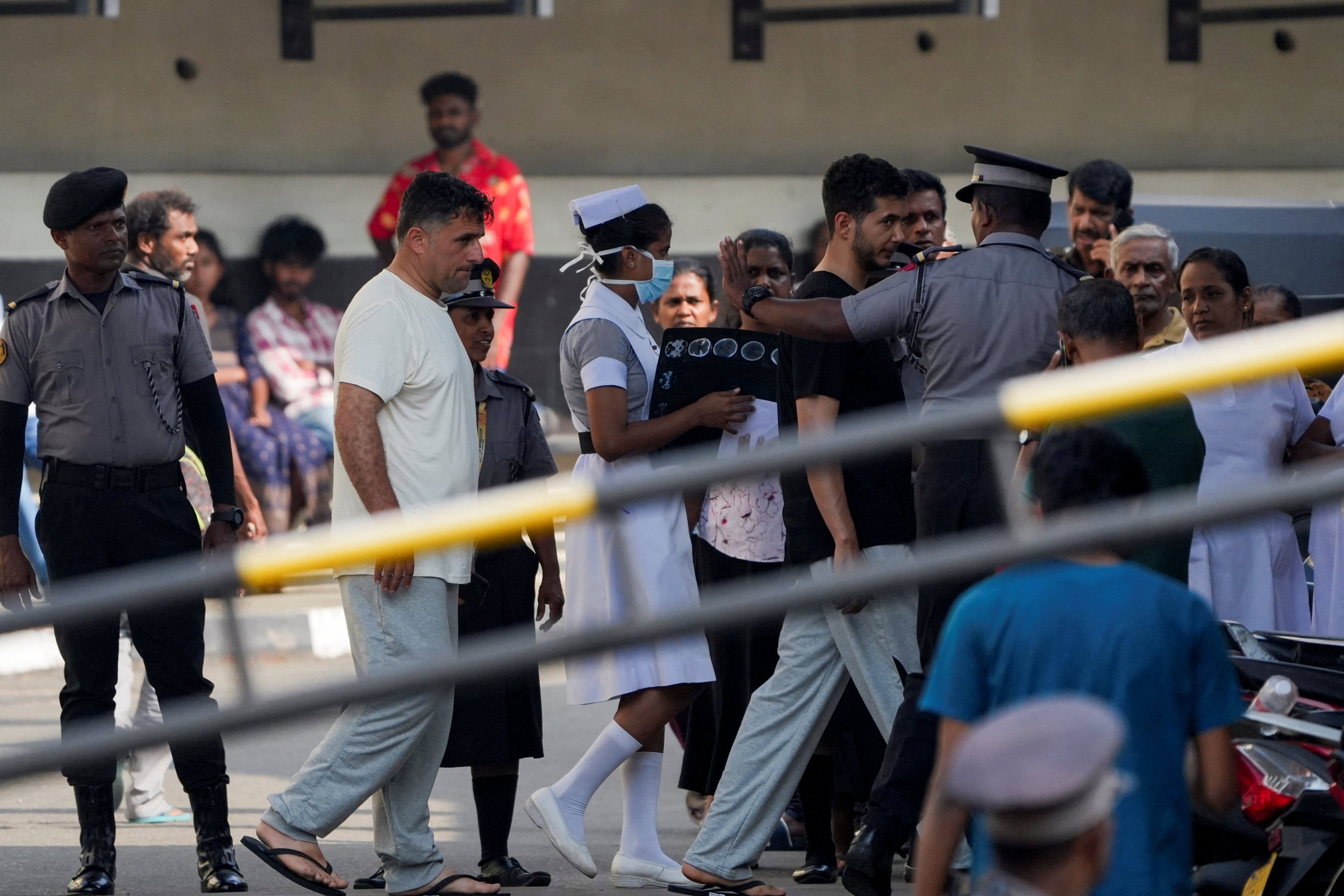 Injured Iranian sailors are seen at Galle National Hospital on March 5, following a submarine attack on the Iranian military ship IRIS Dena off the coast of Sri Lanka. Photo: Reuters