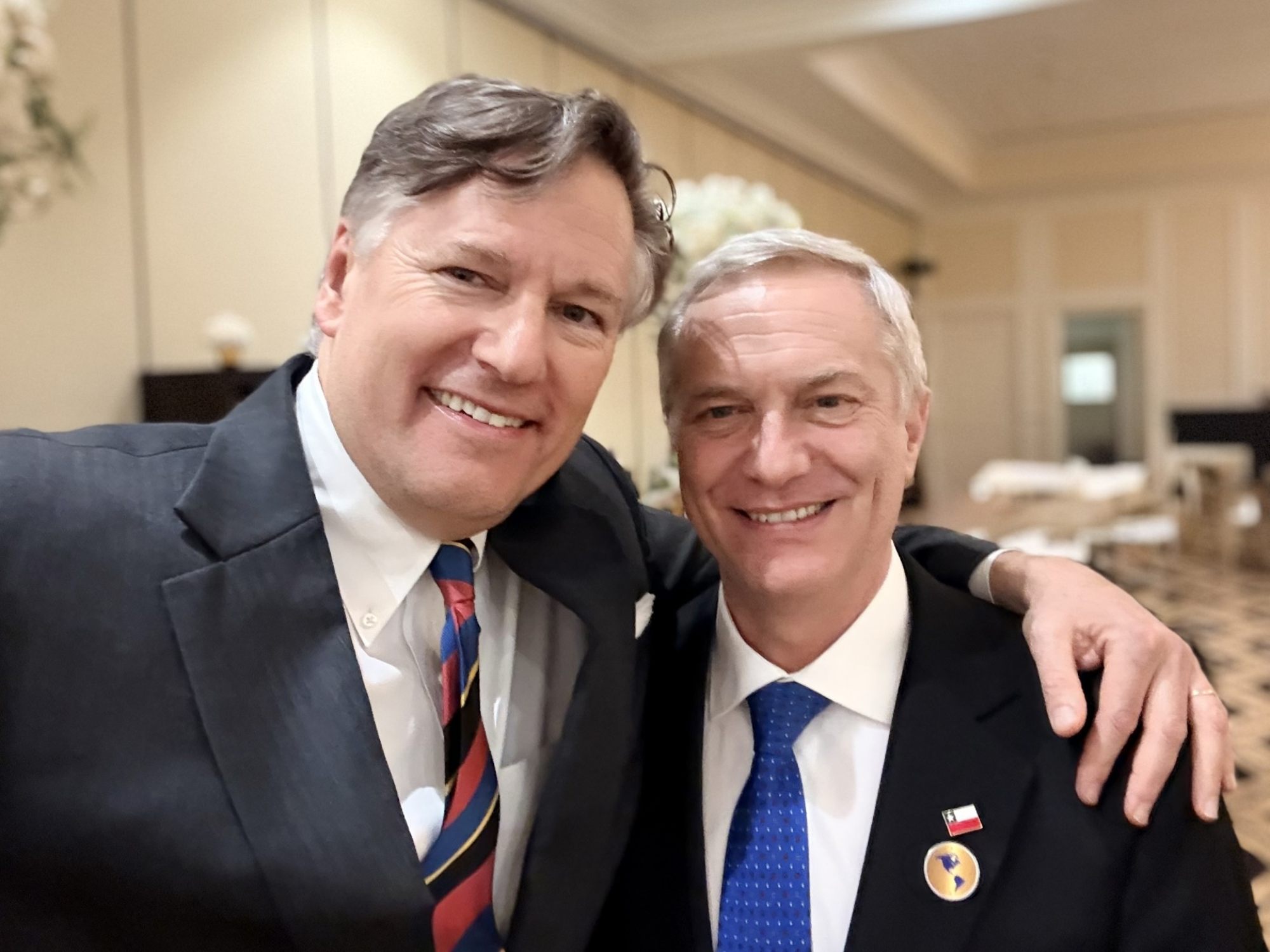 US Deputy Secretary of State Christopher Landau and Chilean president-elect Jose Antonio Kast at the La Moneda presidential palace in Santiago on Wednesday. Photo: Handout