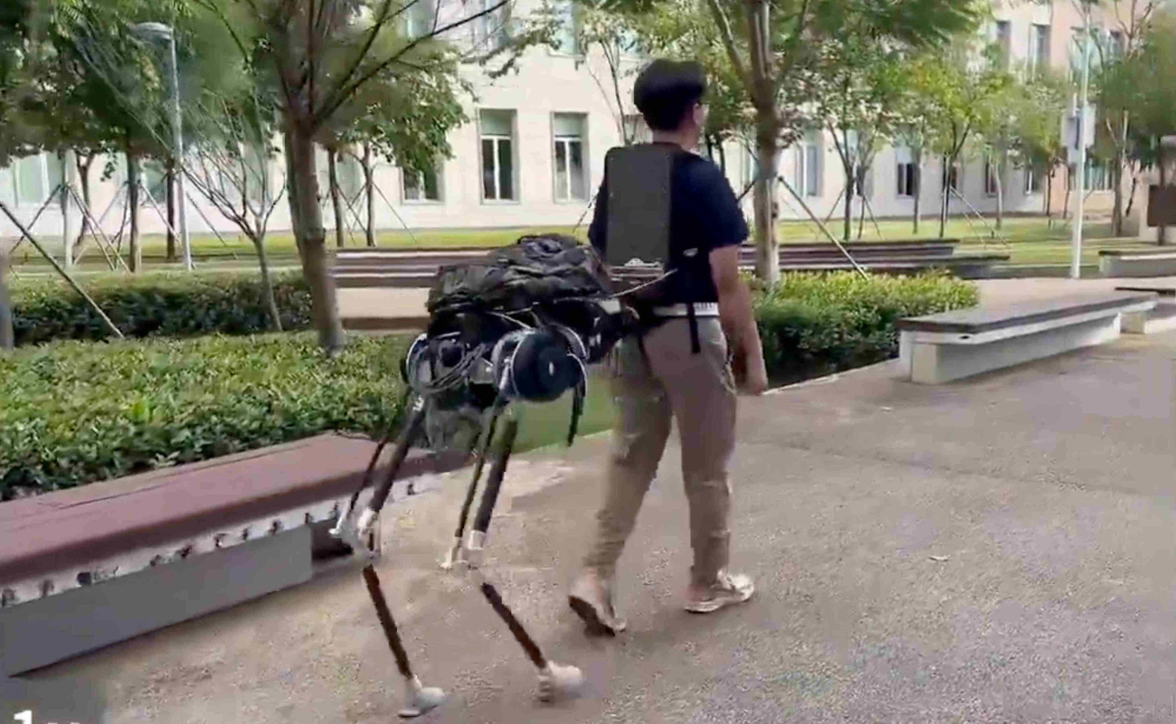 This wearable human-robot hybrid could enable soldiers to push beyond their physical limits while walking and hauling loads in tough environments. Photo: Handout