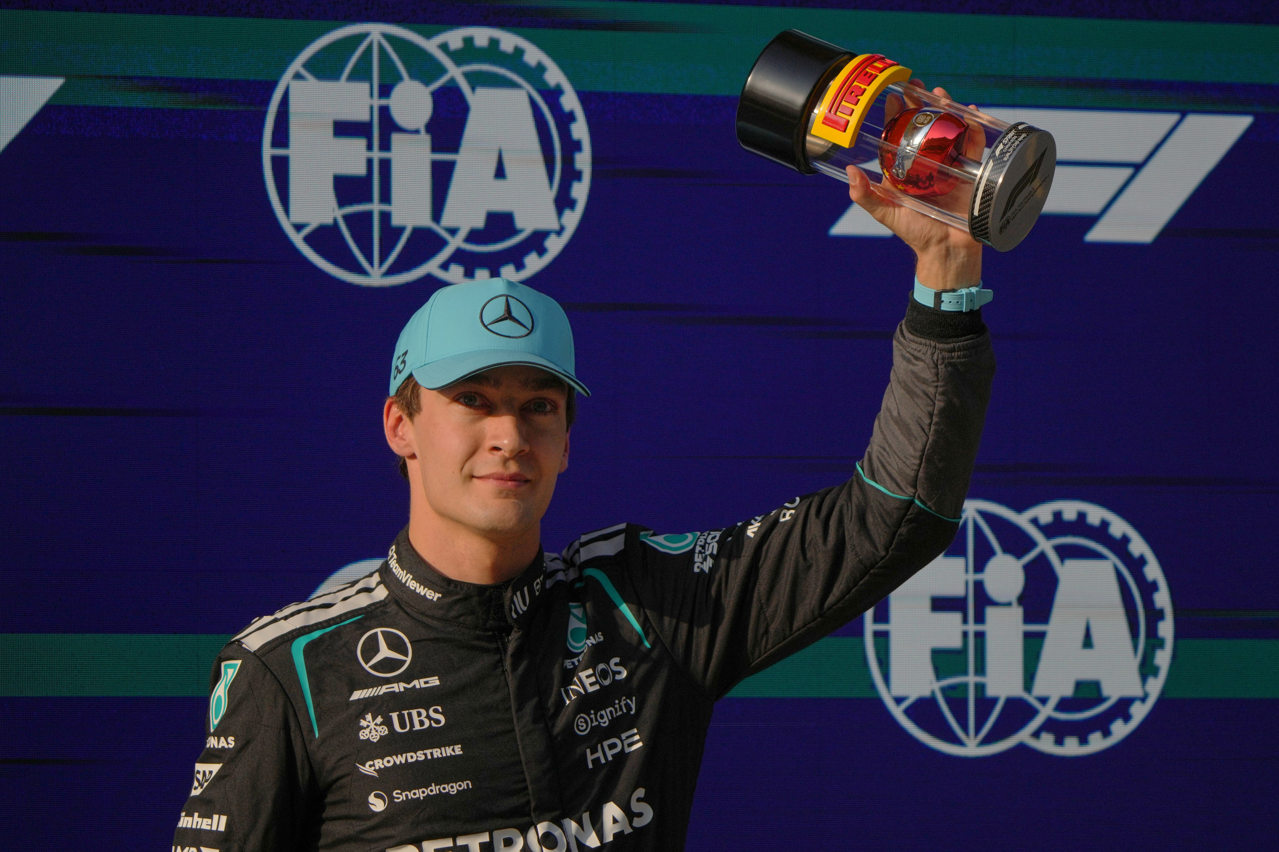Mercedes and George Russell were in dominant form at the Shanghai International Circuit. Photo: AP