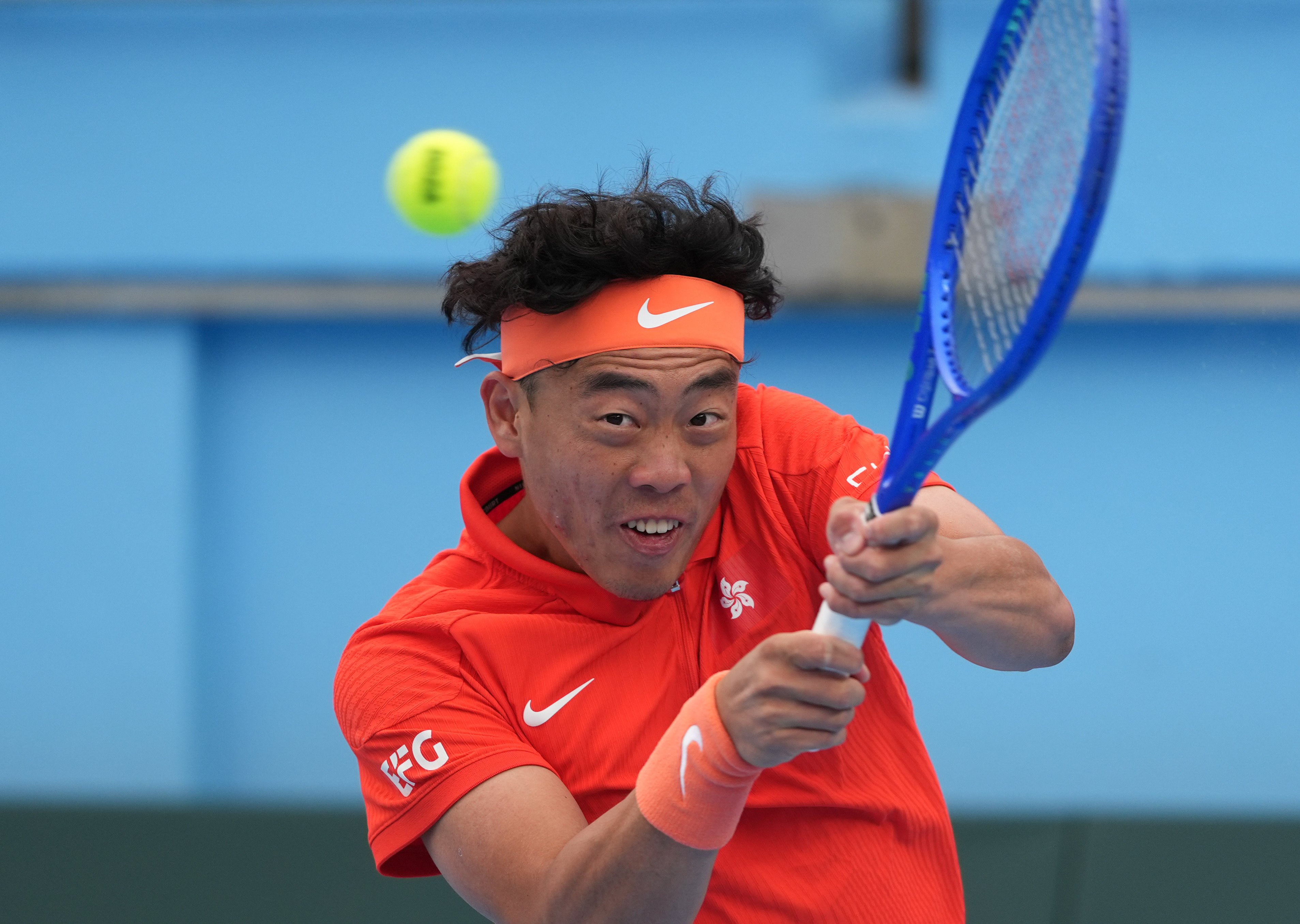 Coleman Wong, here in action during a Davis Cup tie last month, is moving on to Miami after being eliminated from the Copa Cap Cana tournament in the Dominican Republic. Photo: Eugene Lee
