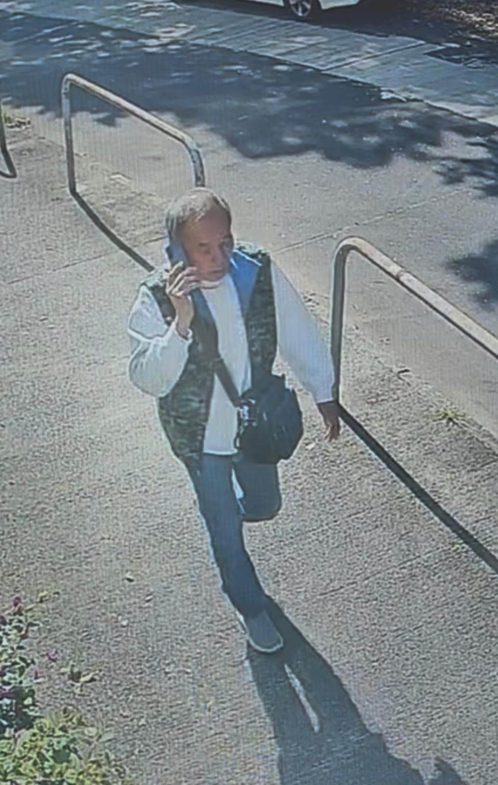 A photo released by authorities shows Lau Kin‑pong talking on his phone while walking along a pavement before he went missing. Photo: Handout