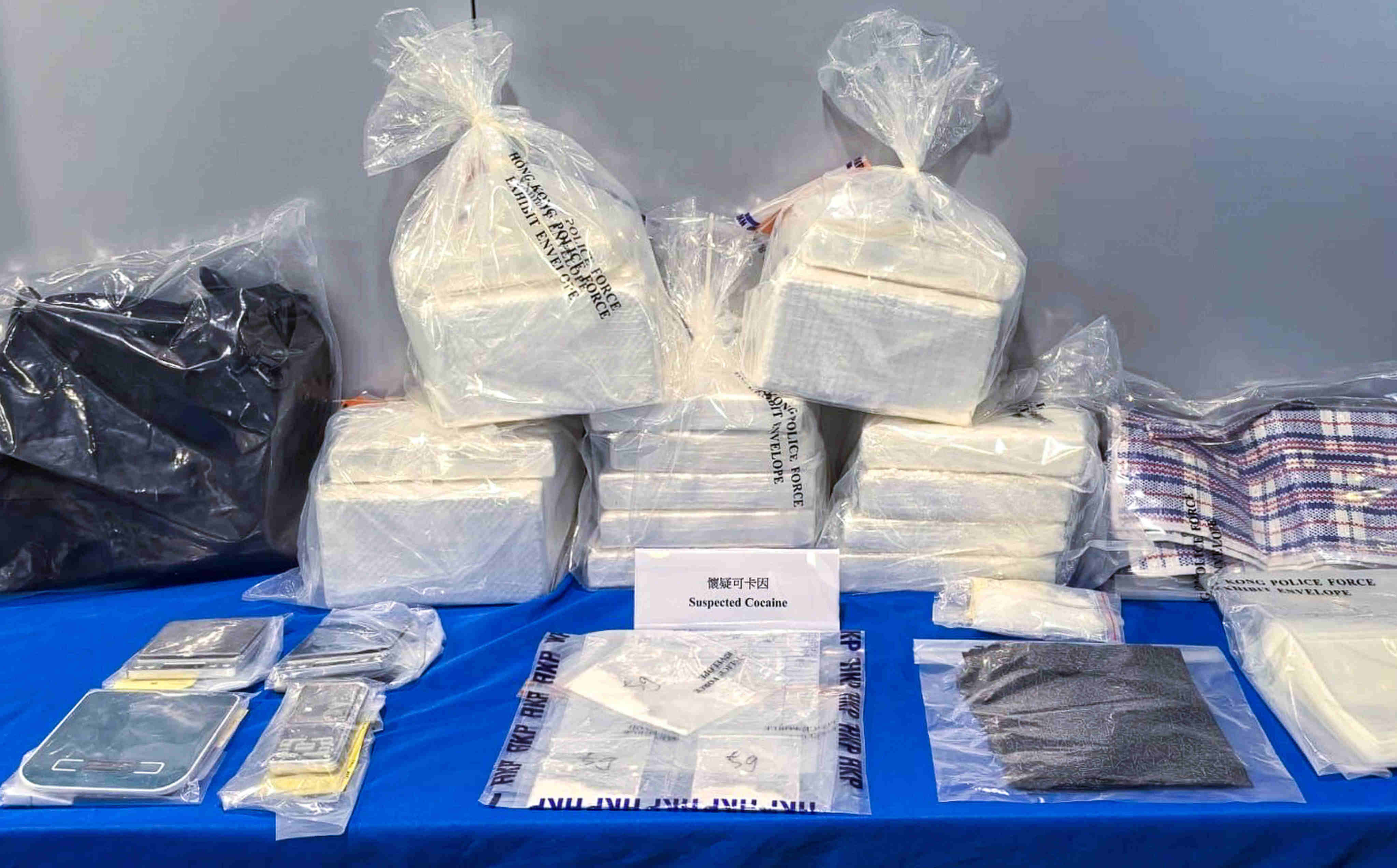 The suspected cocaine was seized in a village house in Sha Tin. Photo: Handout
