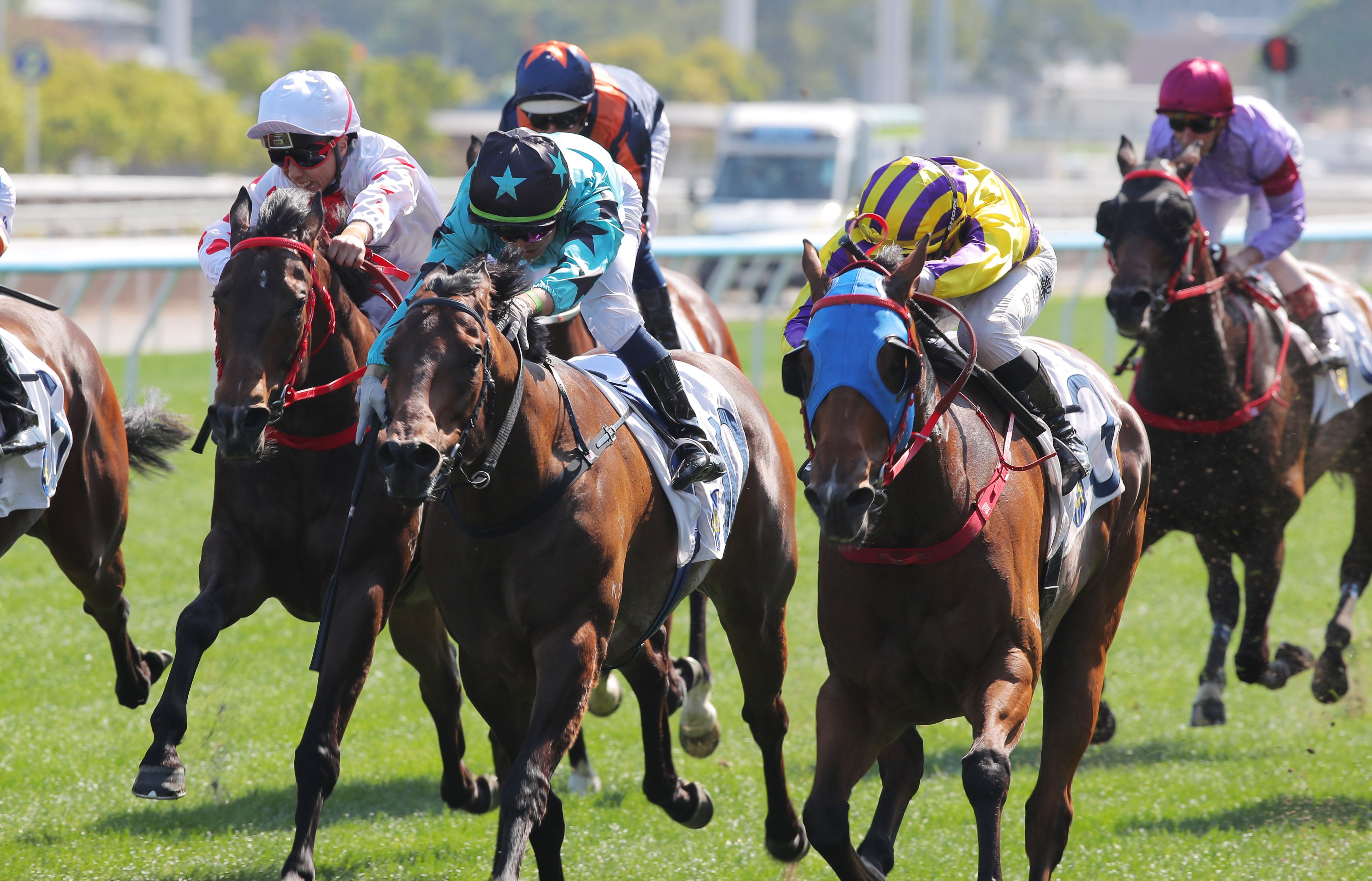 Turquoise Velocity ridden by Keith Yeung dead-heating with We Are Hero ridden by Jerry Chau. Photos: Kenneth Chan