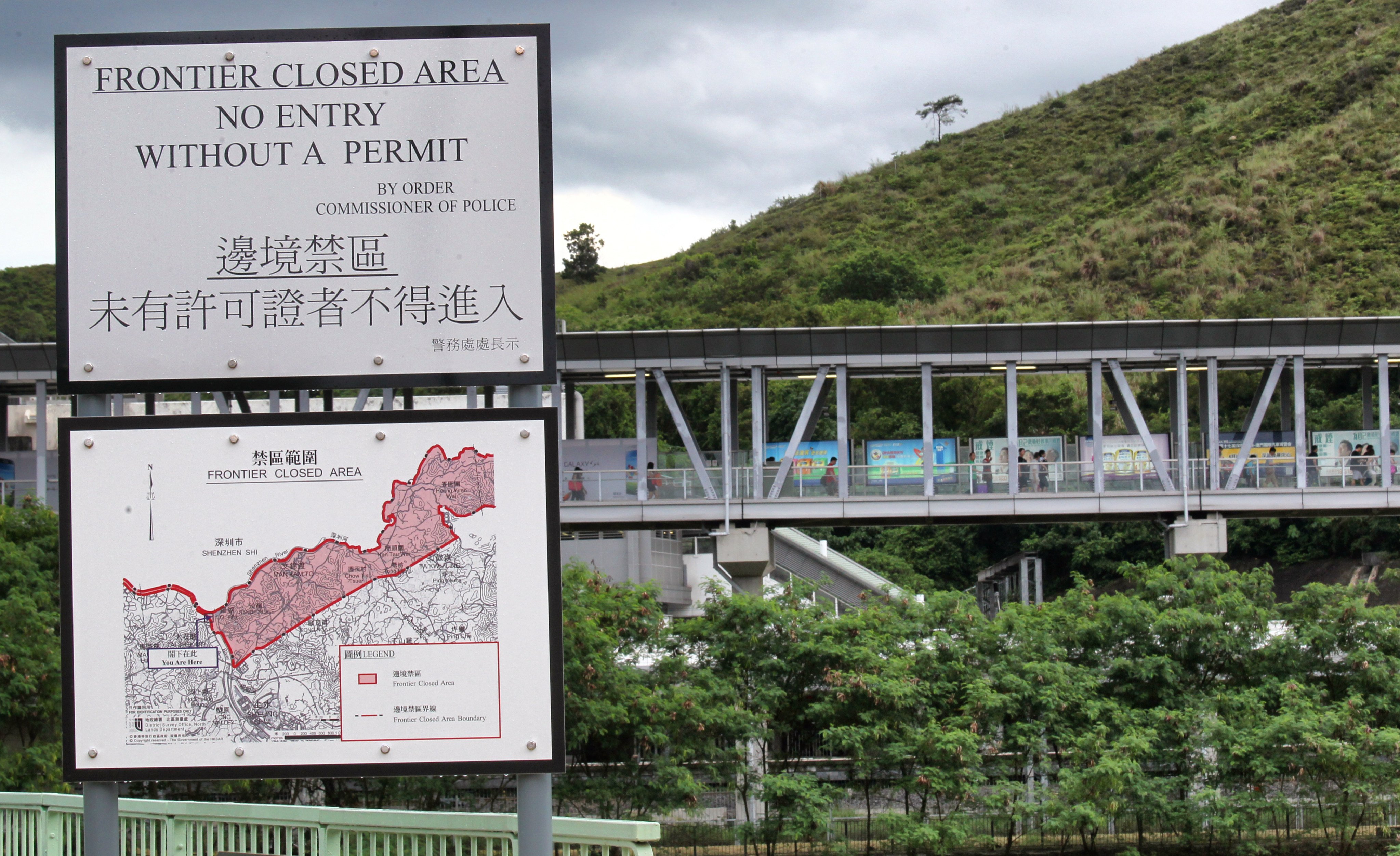 A map of the Frontier Closed Area at Lo Wu train station, seen on June 10, 2013. There has been talk of relaxing restrictions on the area, which borders the Mai Po Nature Reserve. Photo: Dickson Lee