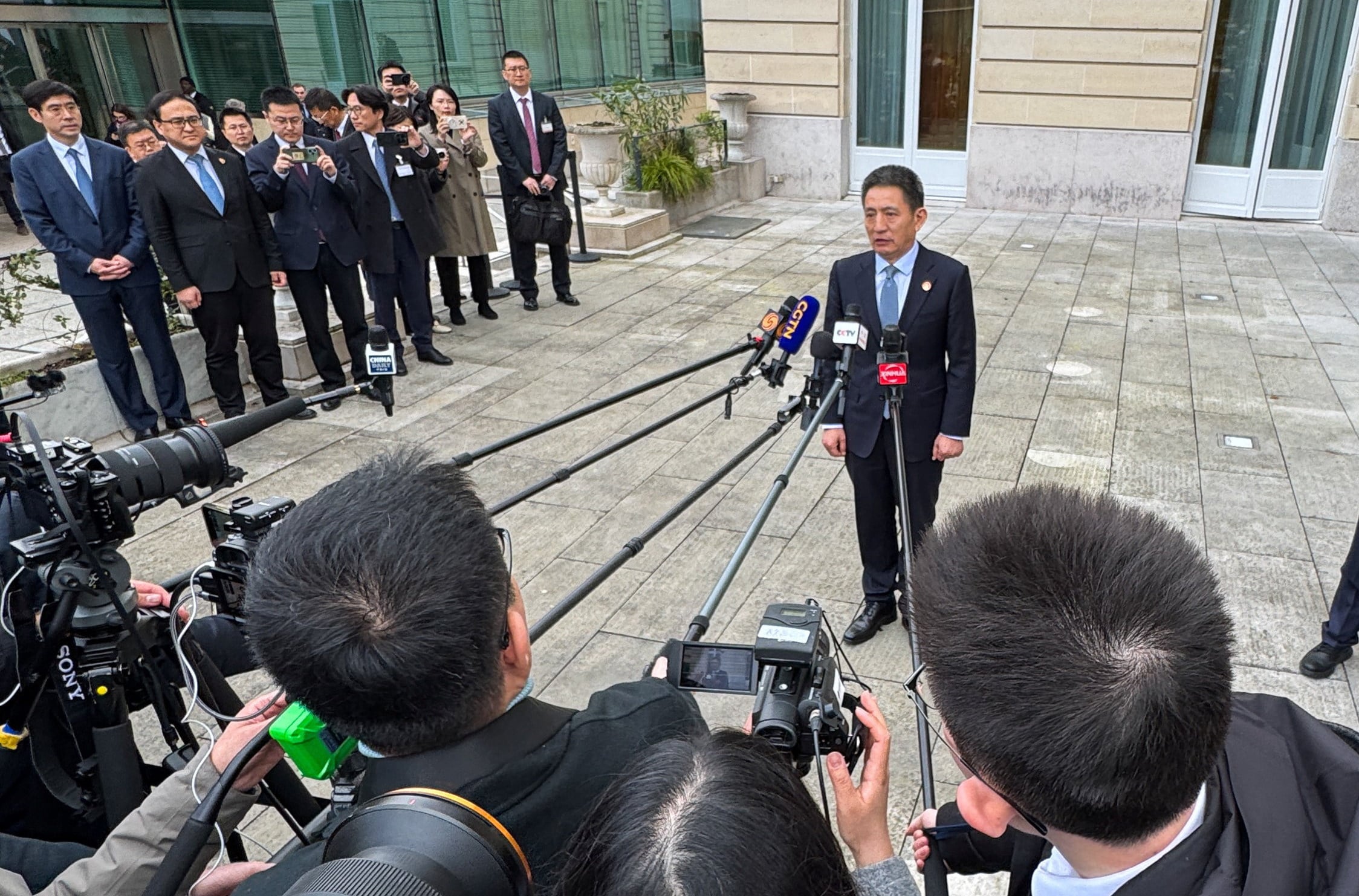 Chinese vice minister of commerce Li Chenggang gives his assessment of two days of meetings with US counterparts in Paris on Monday. Photo: Reuters