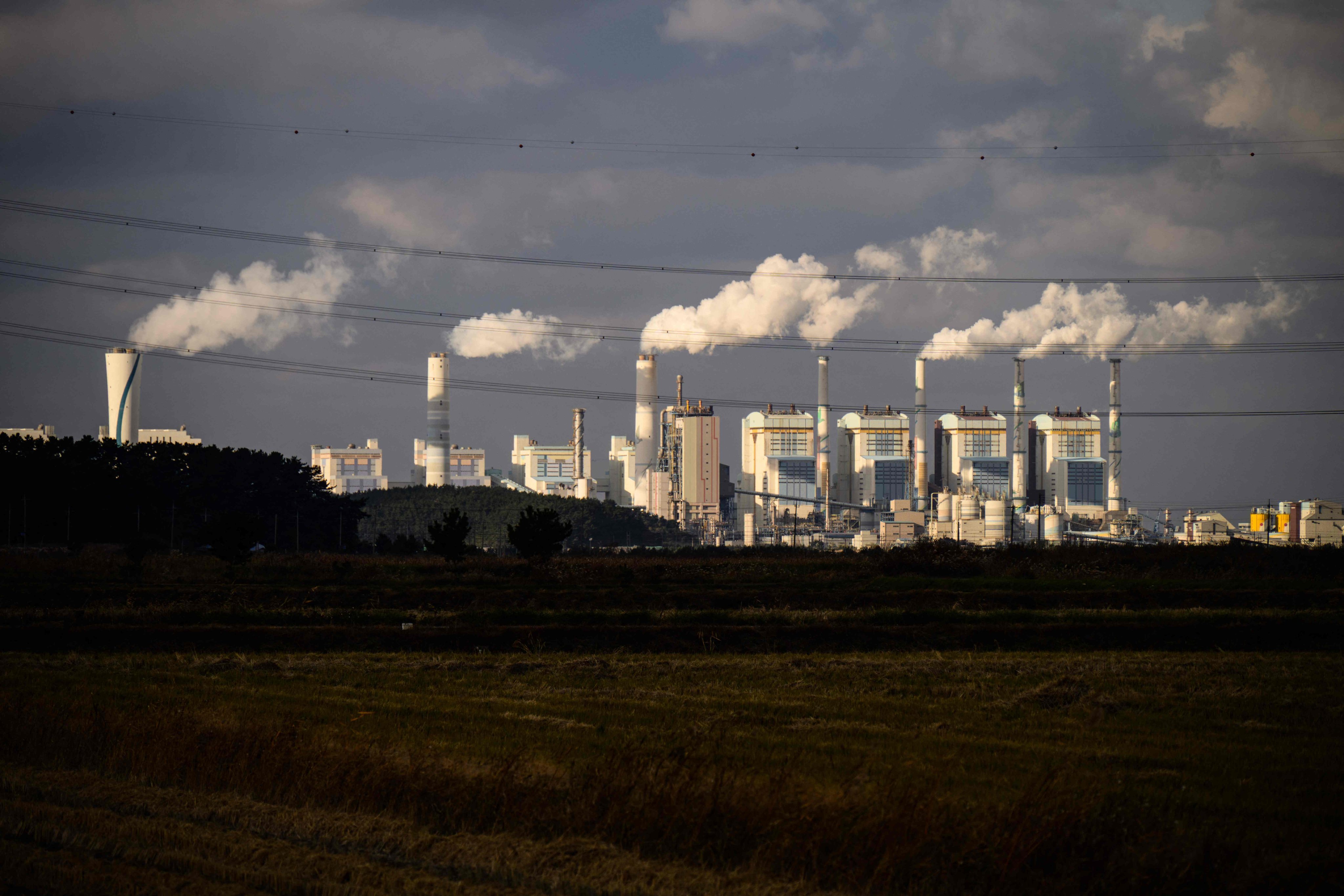 Exhaust gases billow from the chimneys of the Taean Thermal Power Station in South Korea. Photo: AFP