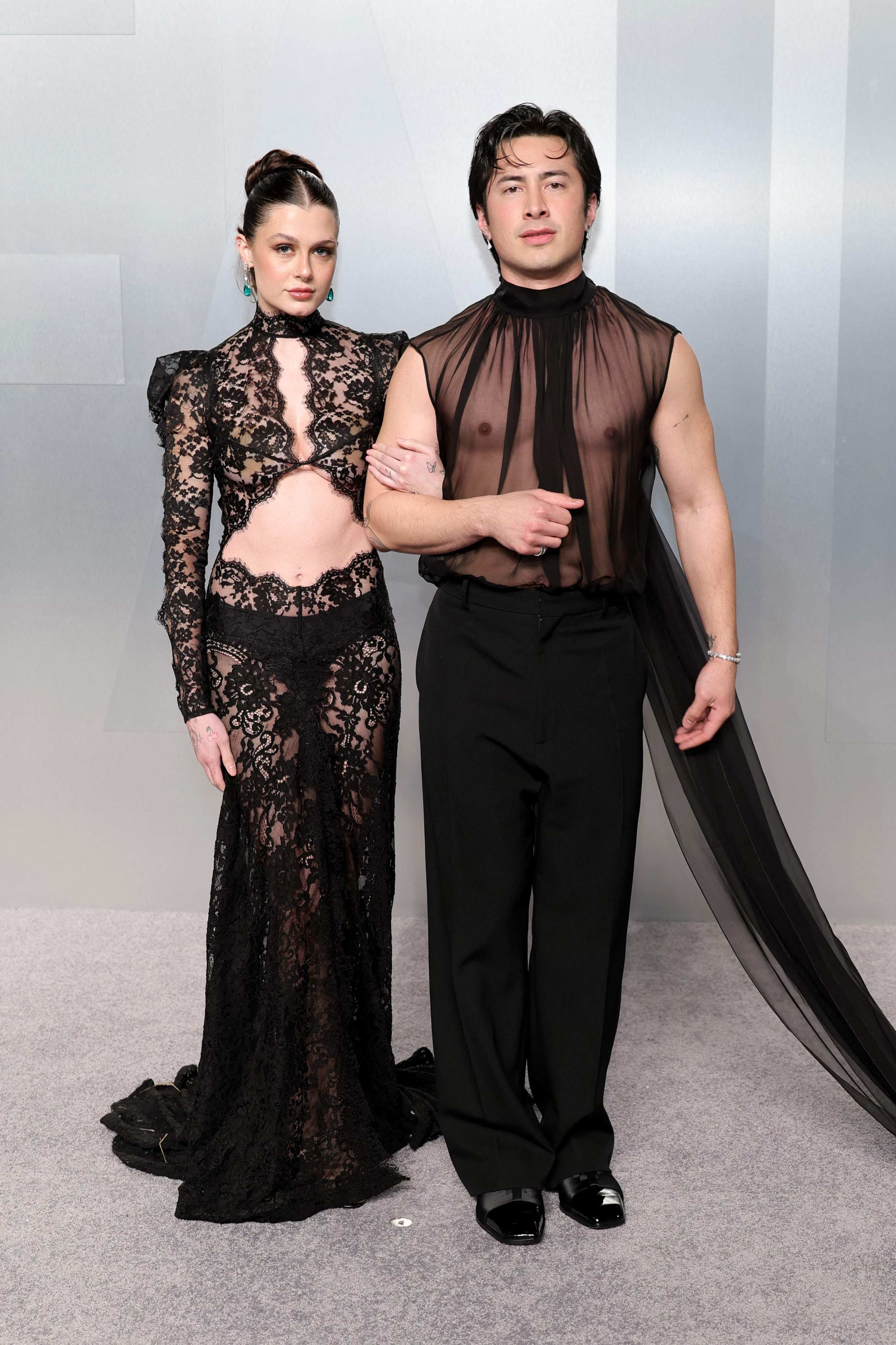 Hudson Williams attends the 2026 Vanity Fair Oscar Party with his girlfriend, Katelyn Rose Larson. Photo: Getty Images/AFP