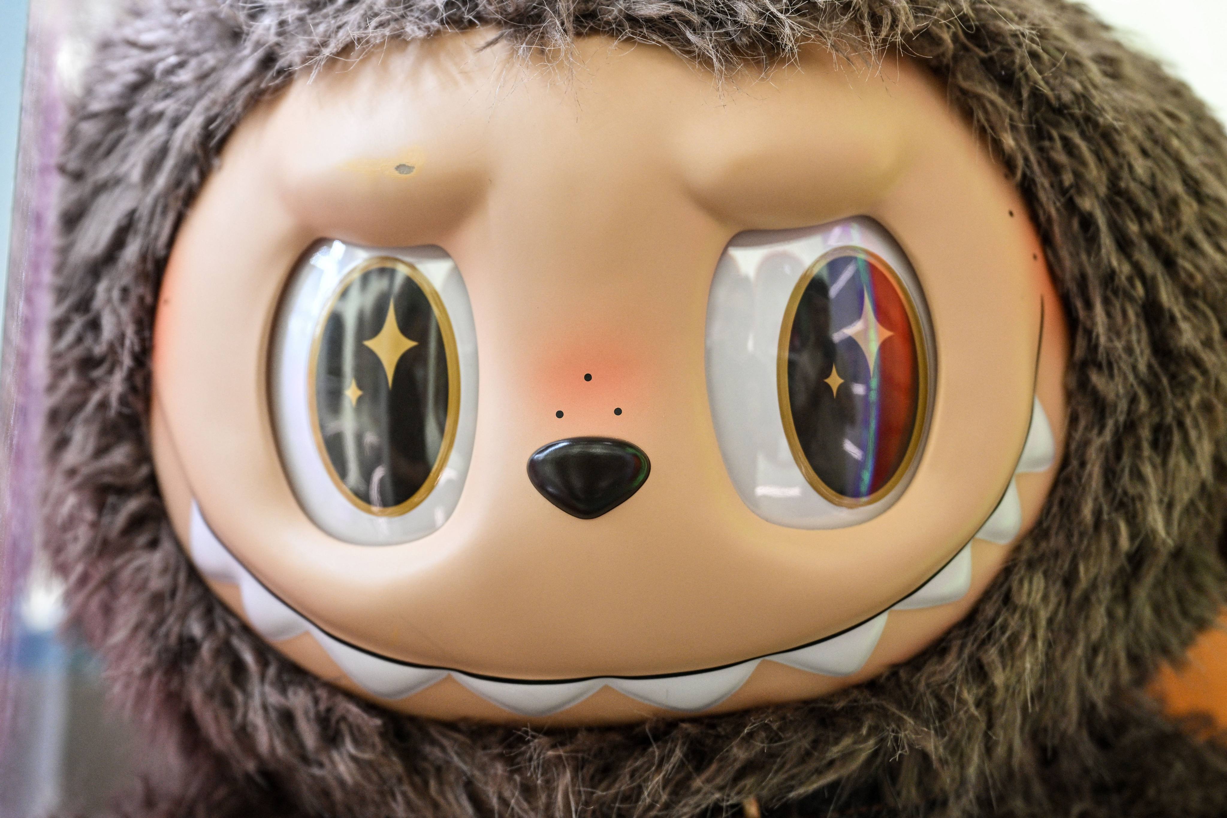 A Labubu plush toy is displayed in a Pop Mart shop in Shanghai on August 29, 2025. Photo: AFP