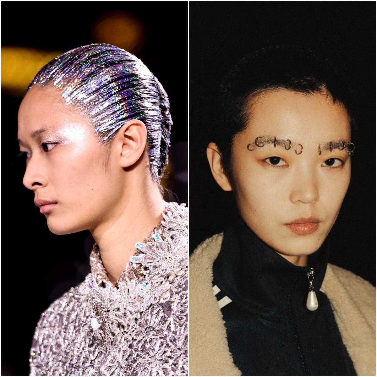 Chanel (left) and Simone Rocha wowed with their hair and make-up looks at the fall/winter 2026 fashion week shows. Photos: EPA, Handout