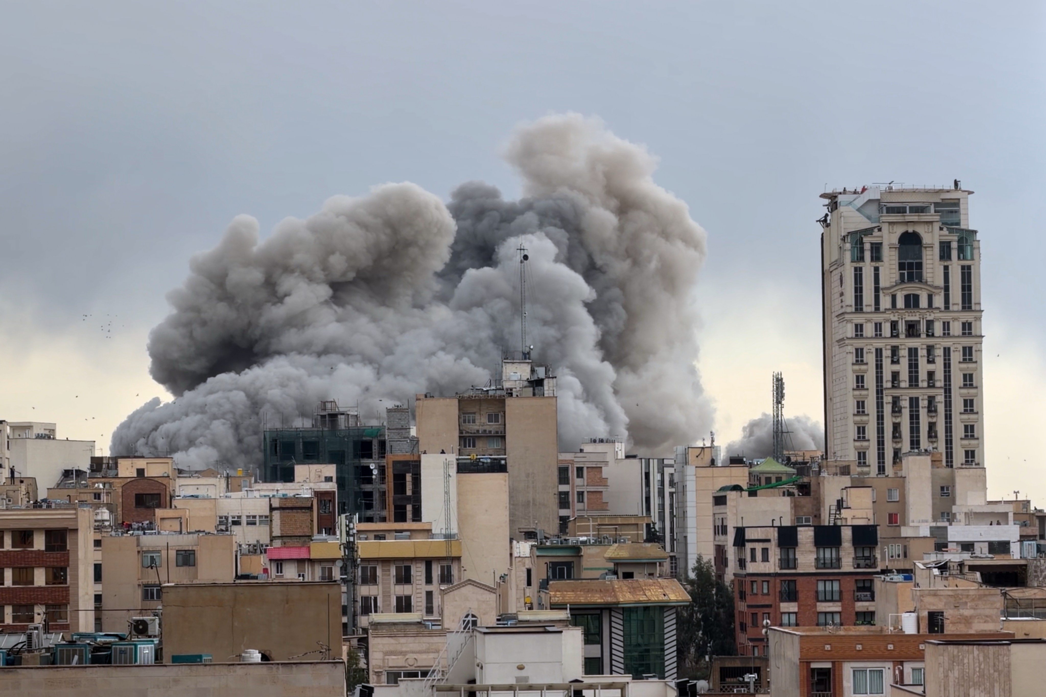 A plume of smoke rises after a strike in Tehran, Iran, on March 2, 2026. Photo: AP