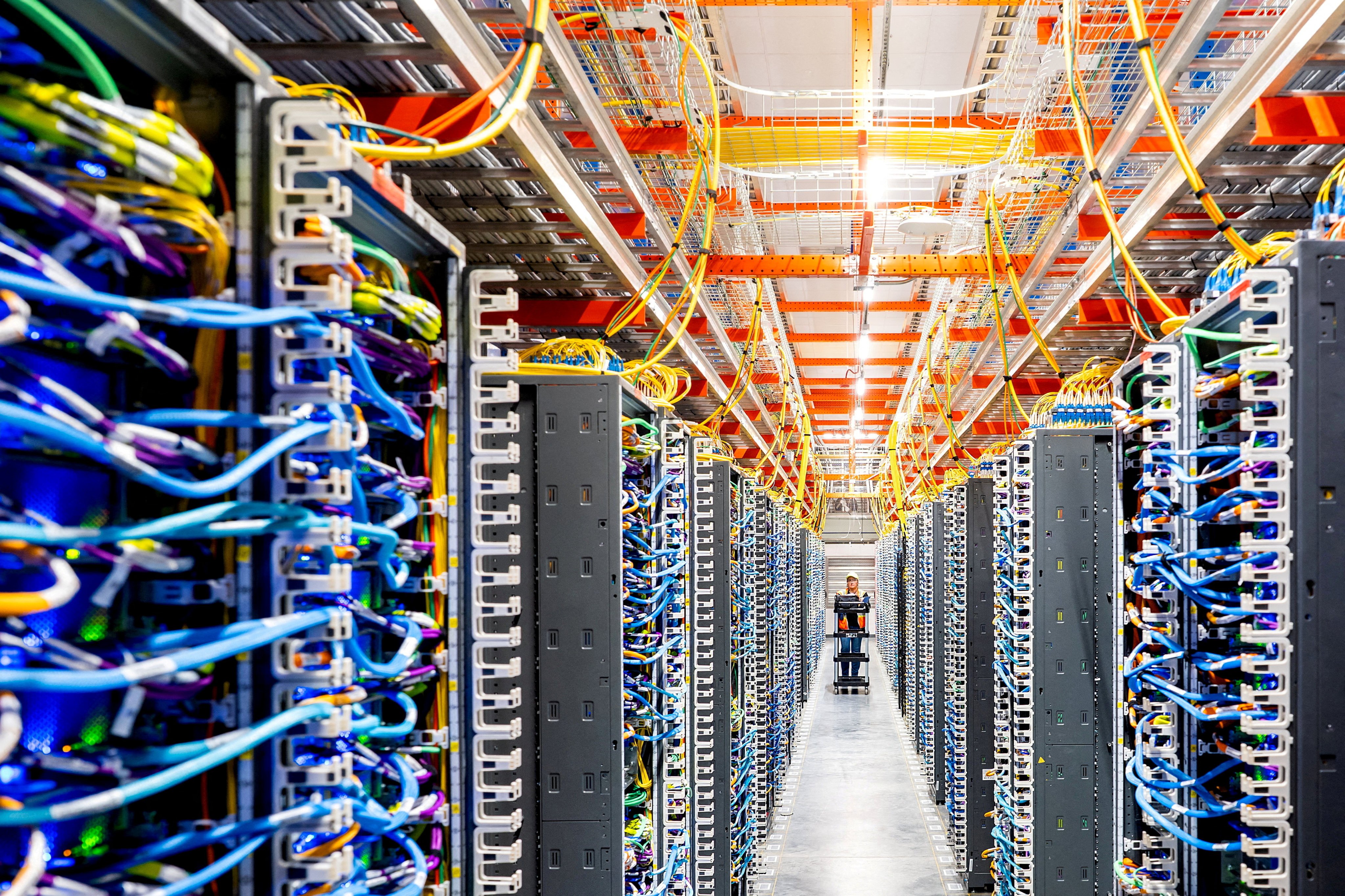 A technician works at a data centre in the United States last year. Photo: AWS/Reuters