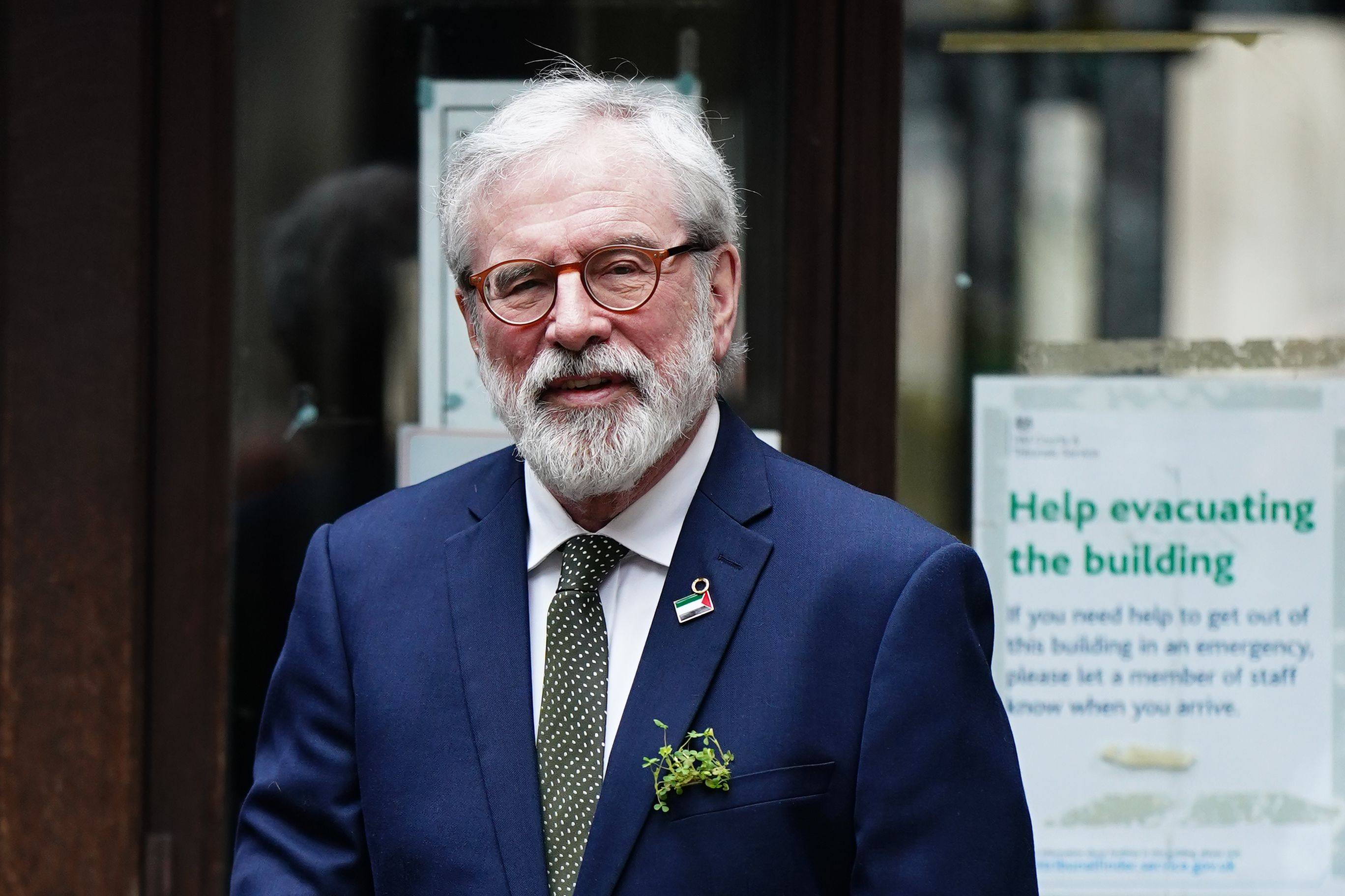 Former Sinn Fein President Gerry Adams arrives at the Royal Courts of Justice in central London on Tuesday. Photo: PA Wire / dpa
