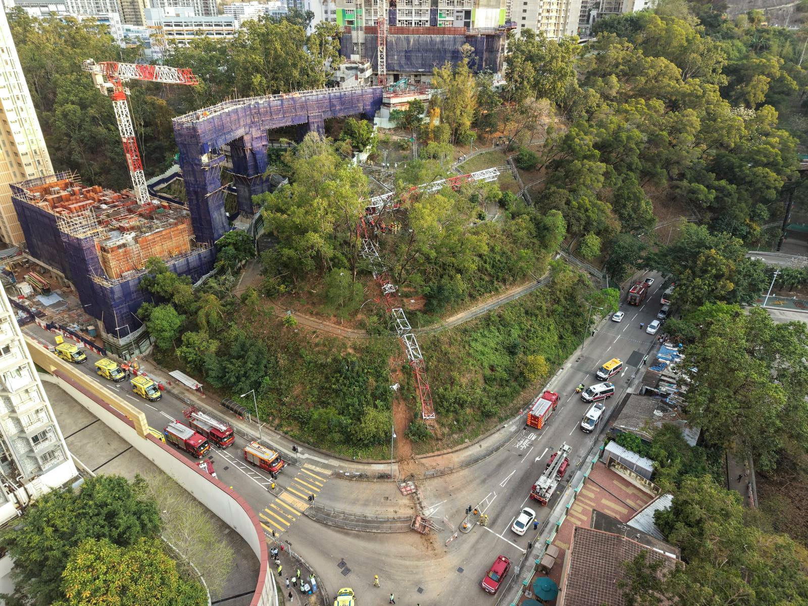 The accident occurred at the construction site for the public housing project Tai Wo Hau Road phases 1 and 2 near Pik Kwai House at Kwai Chung Estate. Photo: Sam Tsang