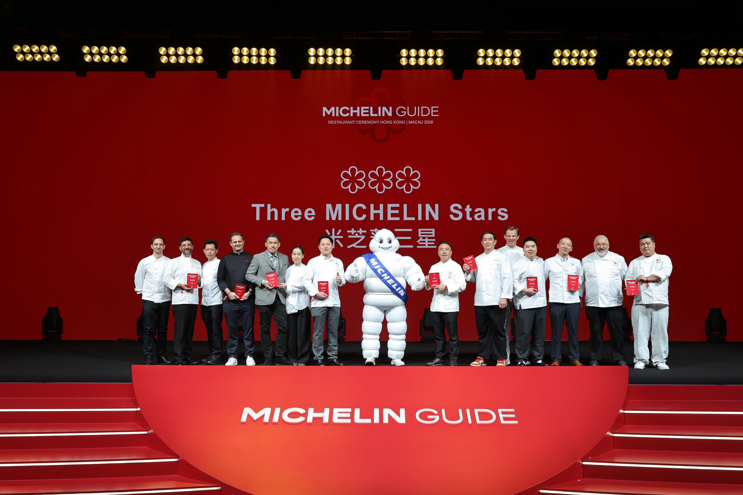 Some of the winners at the Michelin Guide Hong Kong and Macau 2026 awards ceremony at the Grand Lisboa Palace Resort Macau on March 19. Photo: Michelin Guide