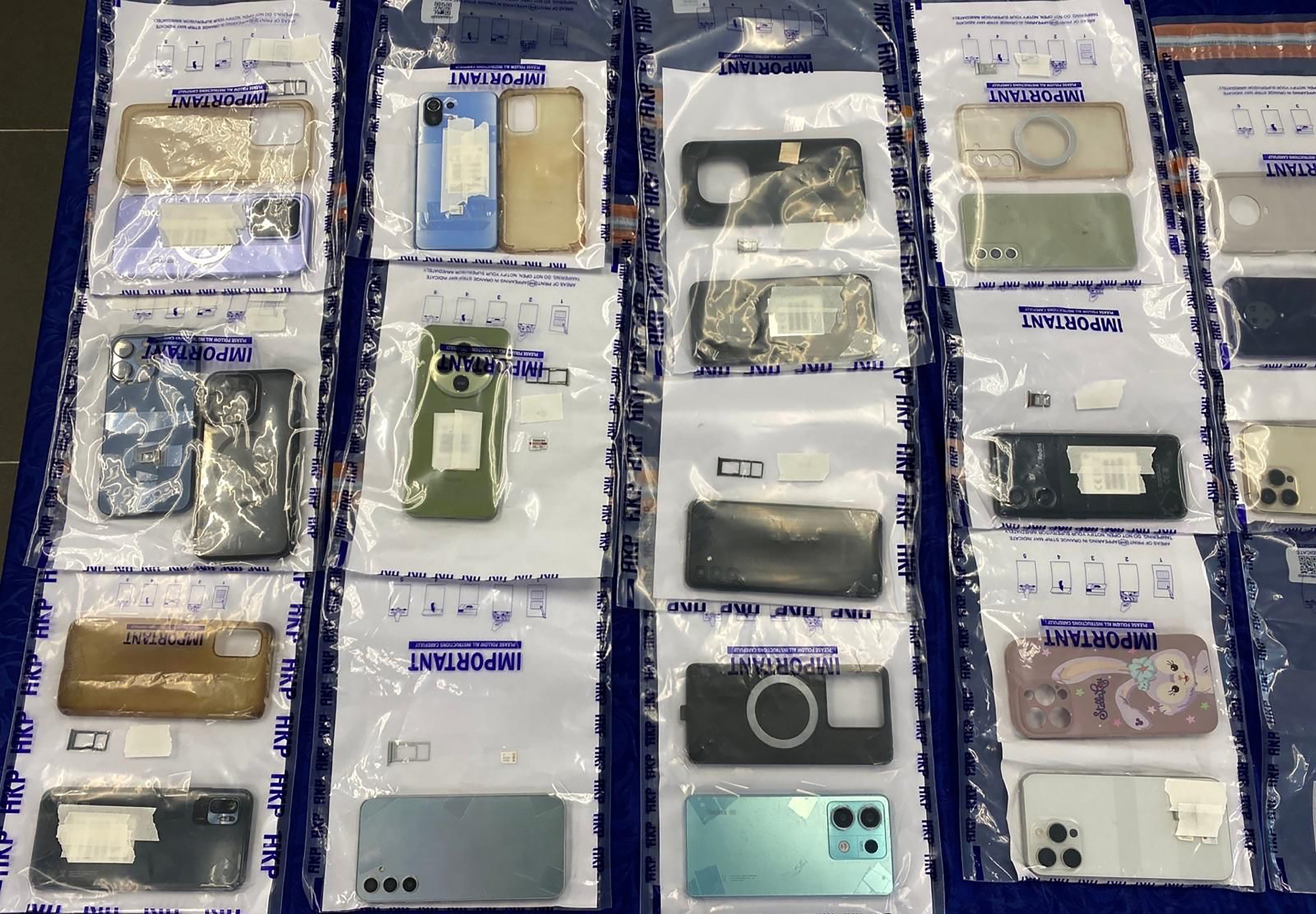 Mobile phones seized during the police operation. Photo: Handout