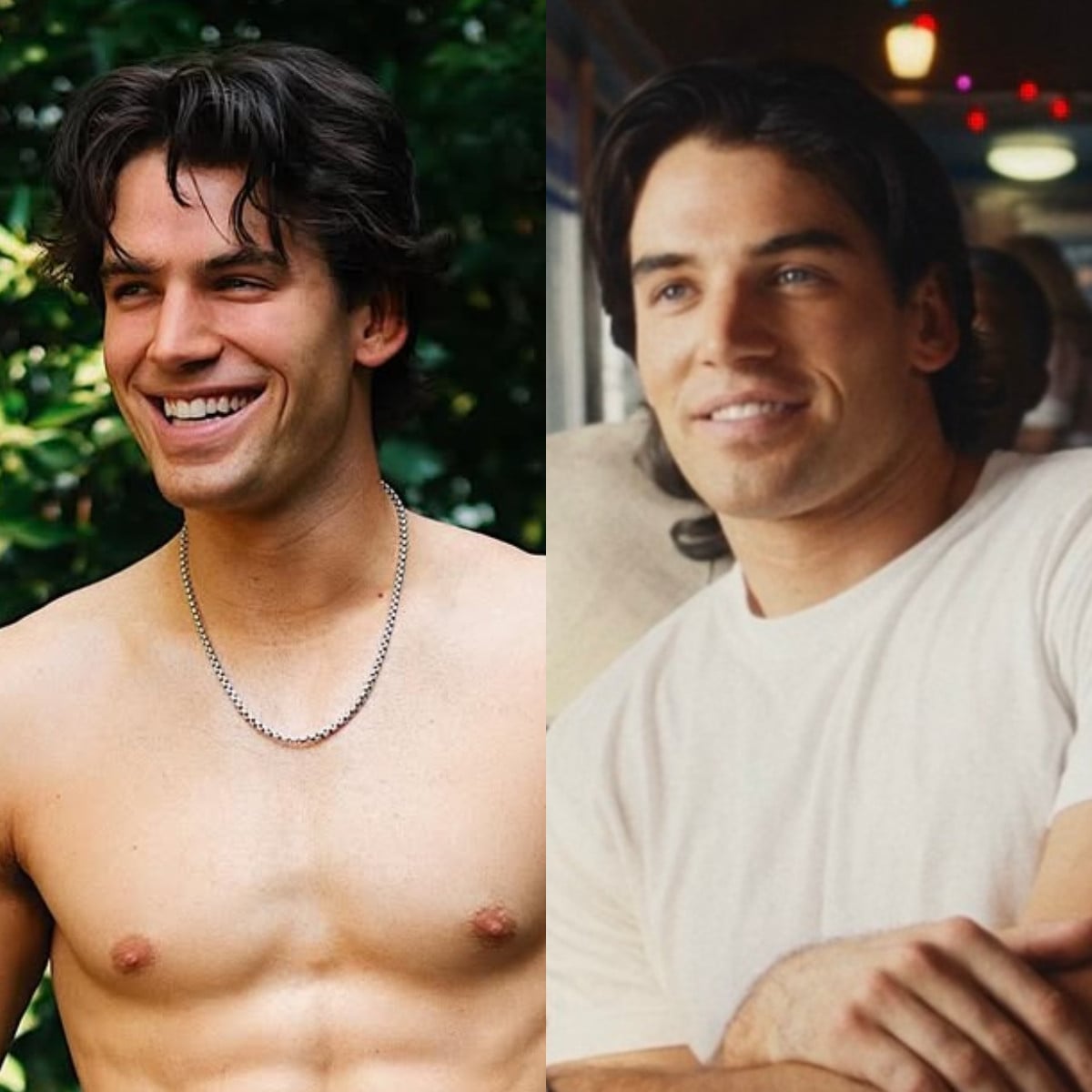 Noah Fearnley, who plays Michael Bergin in Love Story, is a star of micro dramas. Photos: @noahfearnleyy/Instagram, @rileyauras/X