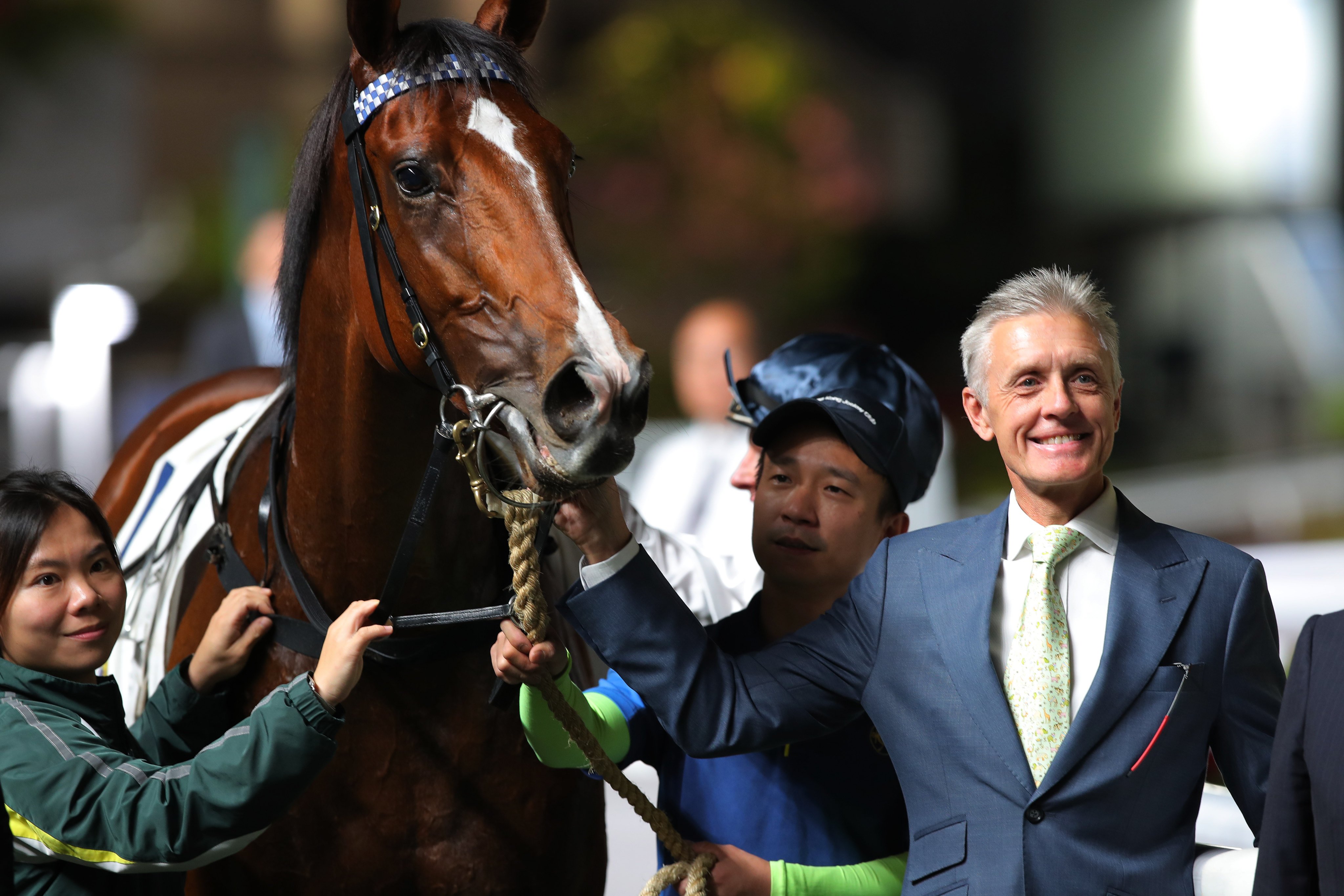 Trainer Mark Newnham with Invincible Ibis. Photos: Kenneth Chan