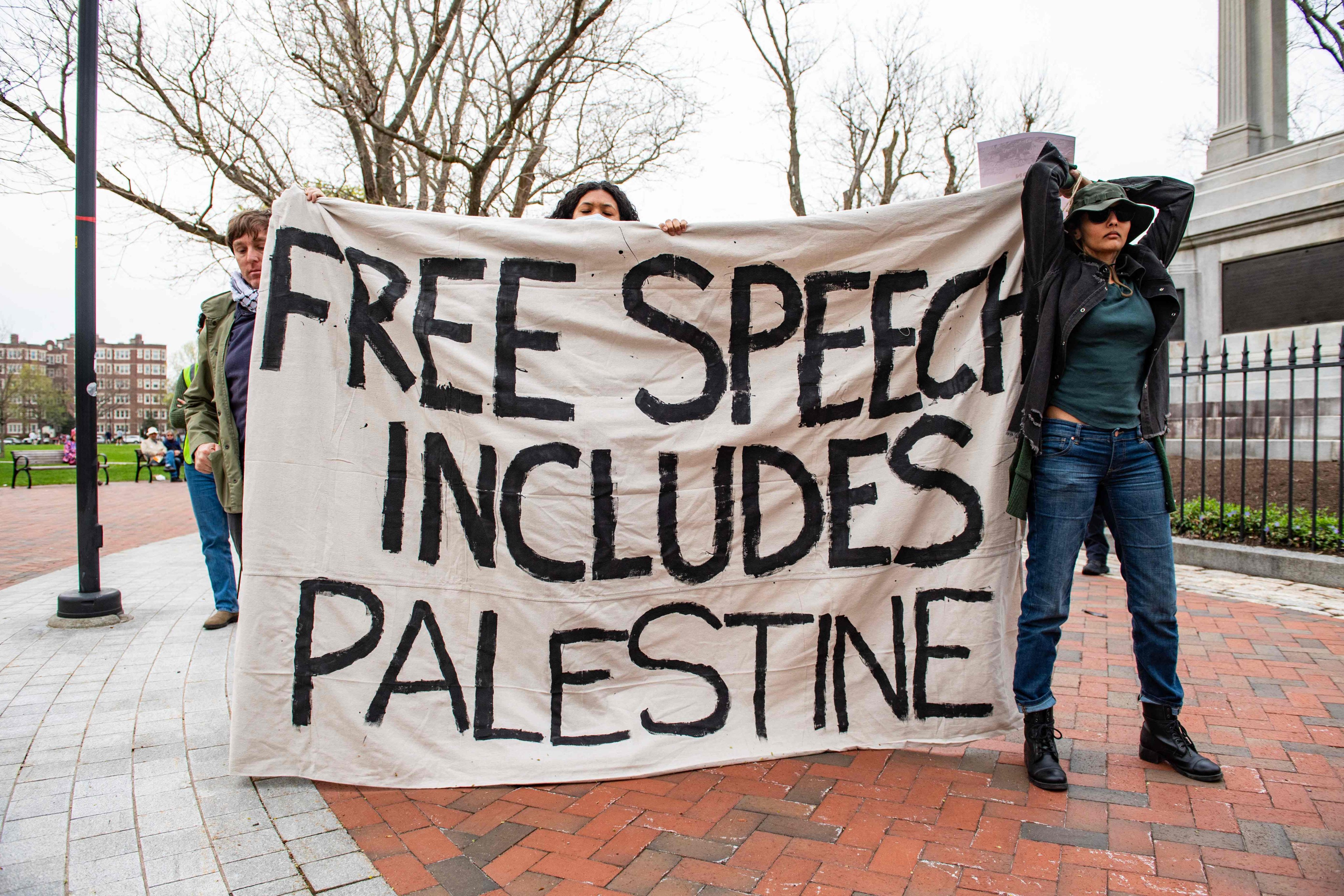 Demonstrators gather to protest Harvard’s stance on the war in Gaza and show support for the Palestinian people outside Harvard University in Cambridge, Massachusetts, in April last year. Photo: AFP