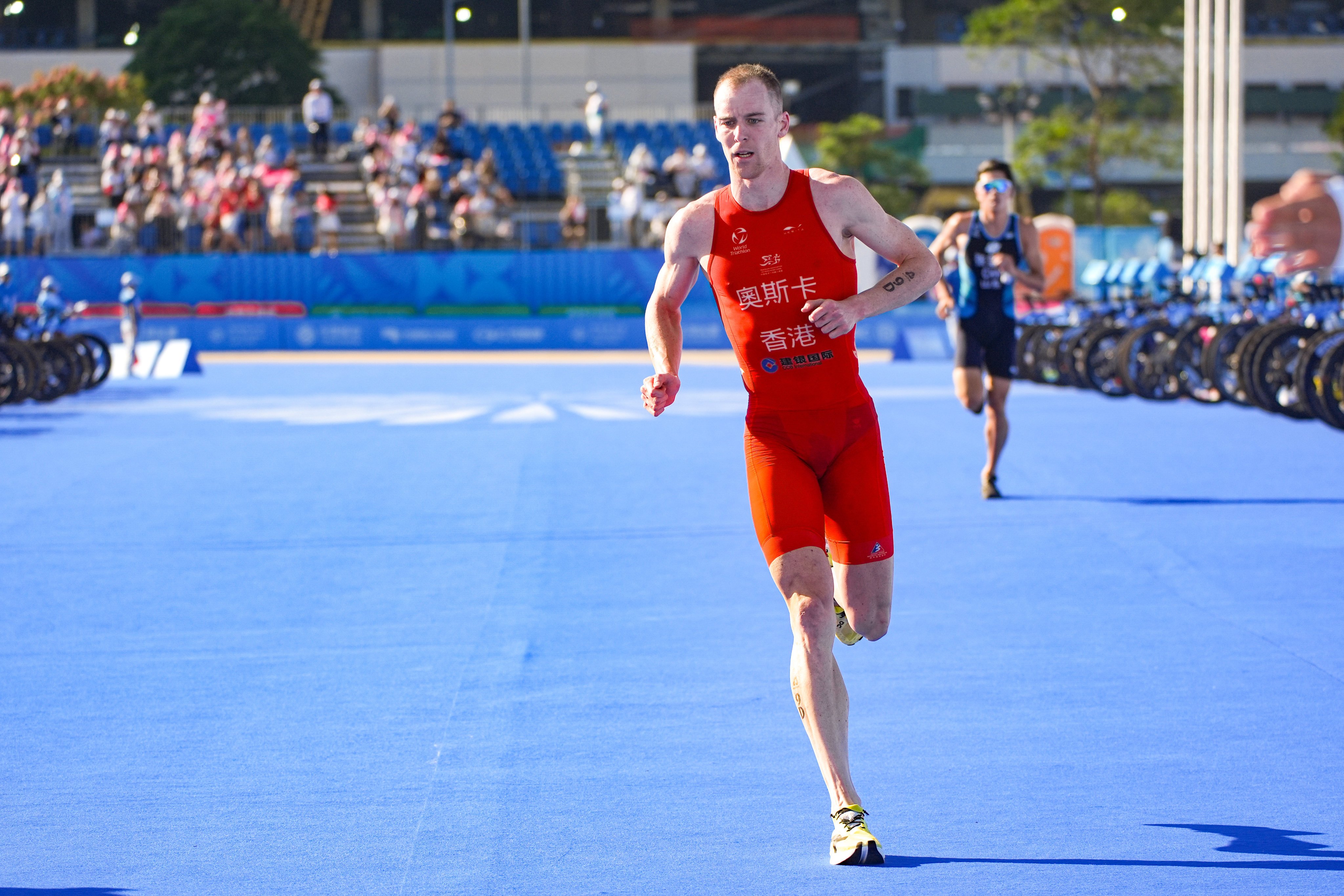 Oscar Coggins, here in action during last year’s National Games relay, delivered an “outstanding” display on Hainan Island. Photo: Eugene Lee