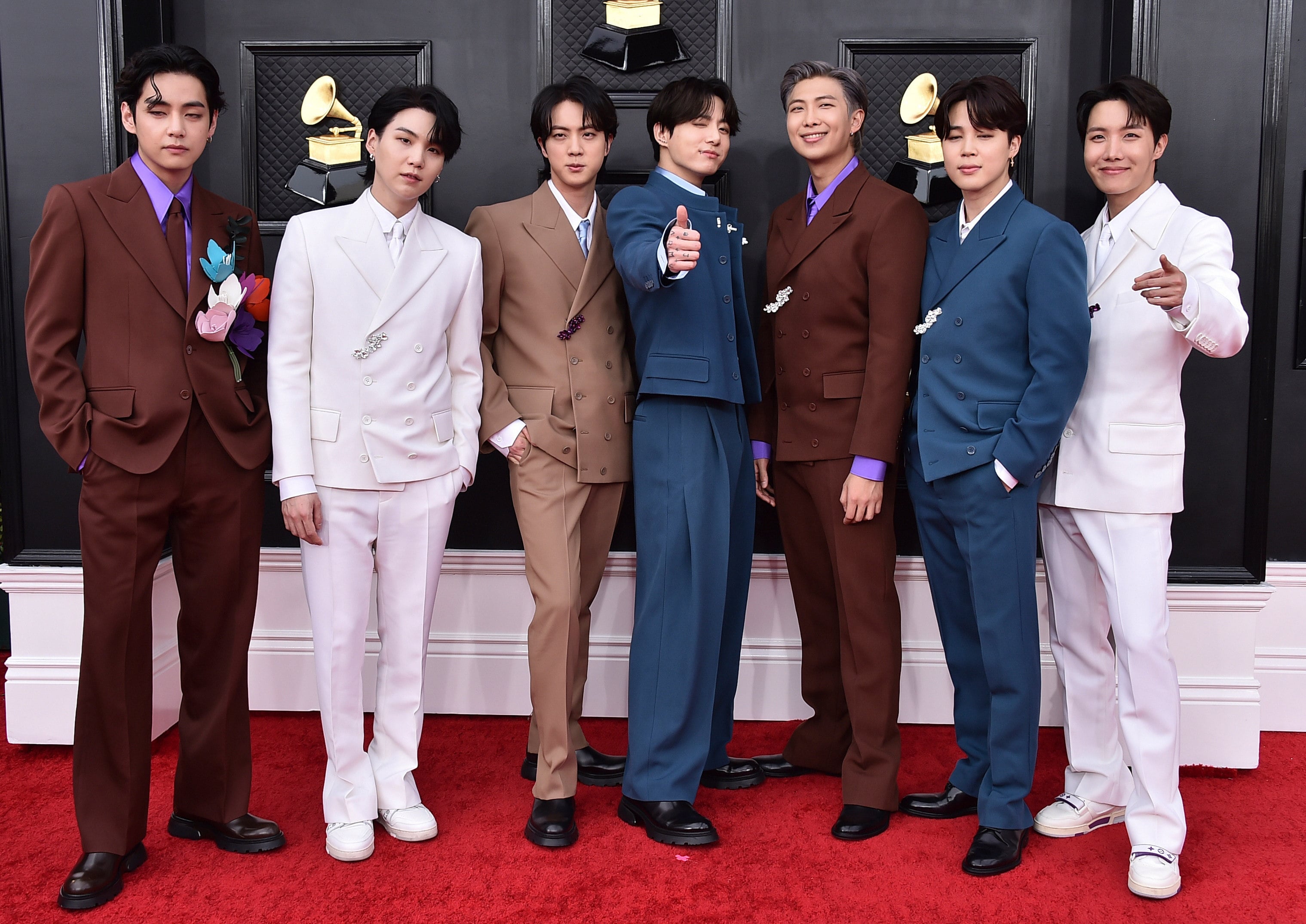 K-pop super group BTS appears at the 2022 Annual Grammy Awards in Las Vegas. Photo: Jordan Strauss/Invision/AP