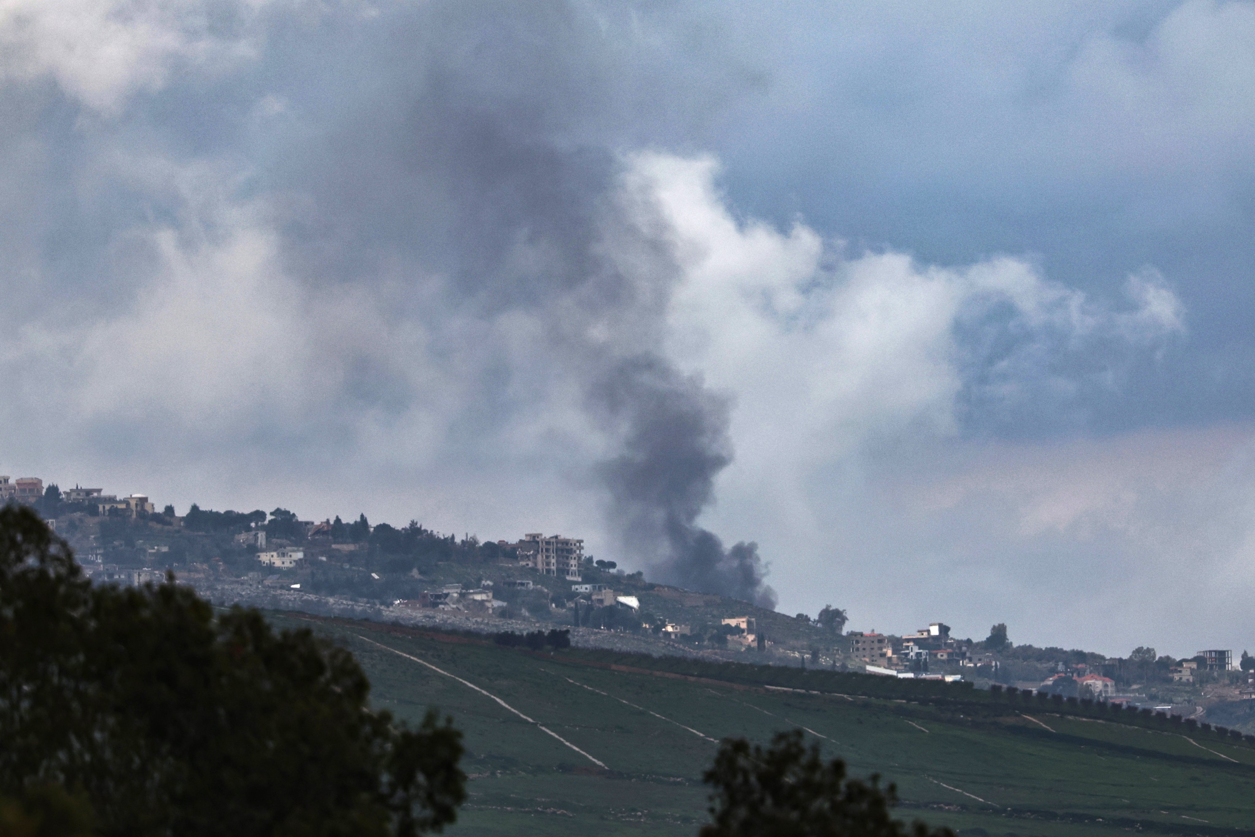 Smoke rises from the Lebanese border town of Al Khayam, Lebanon on Sunday. Photo: EPA-EFE