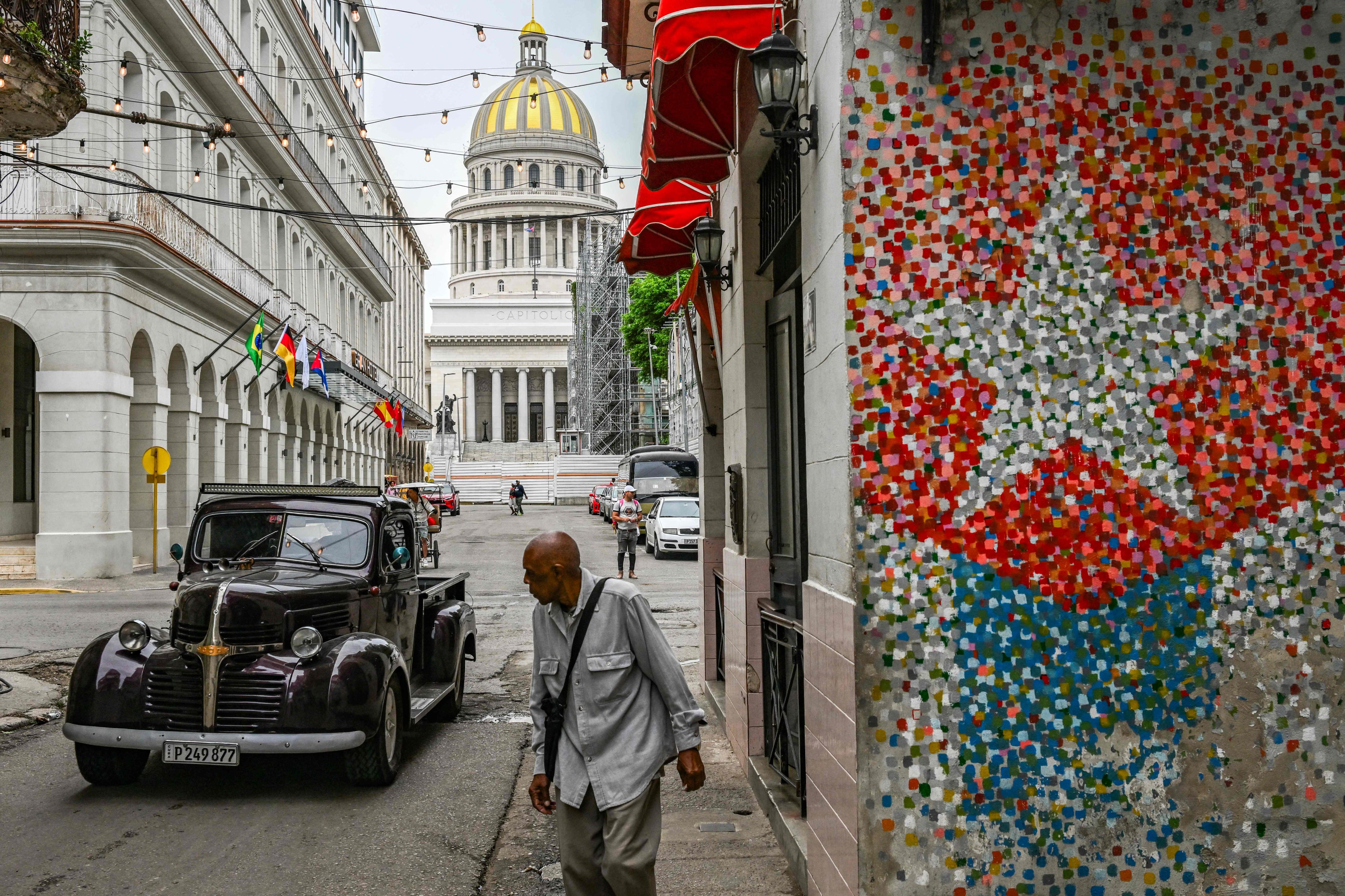 A man walks down a street in Havana, Cuba, on Thursday. Photo: AFP