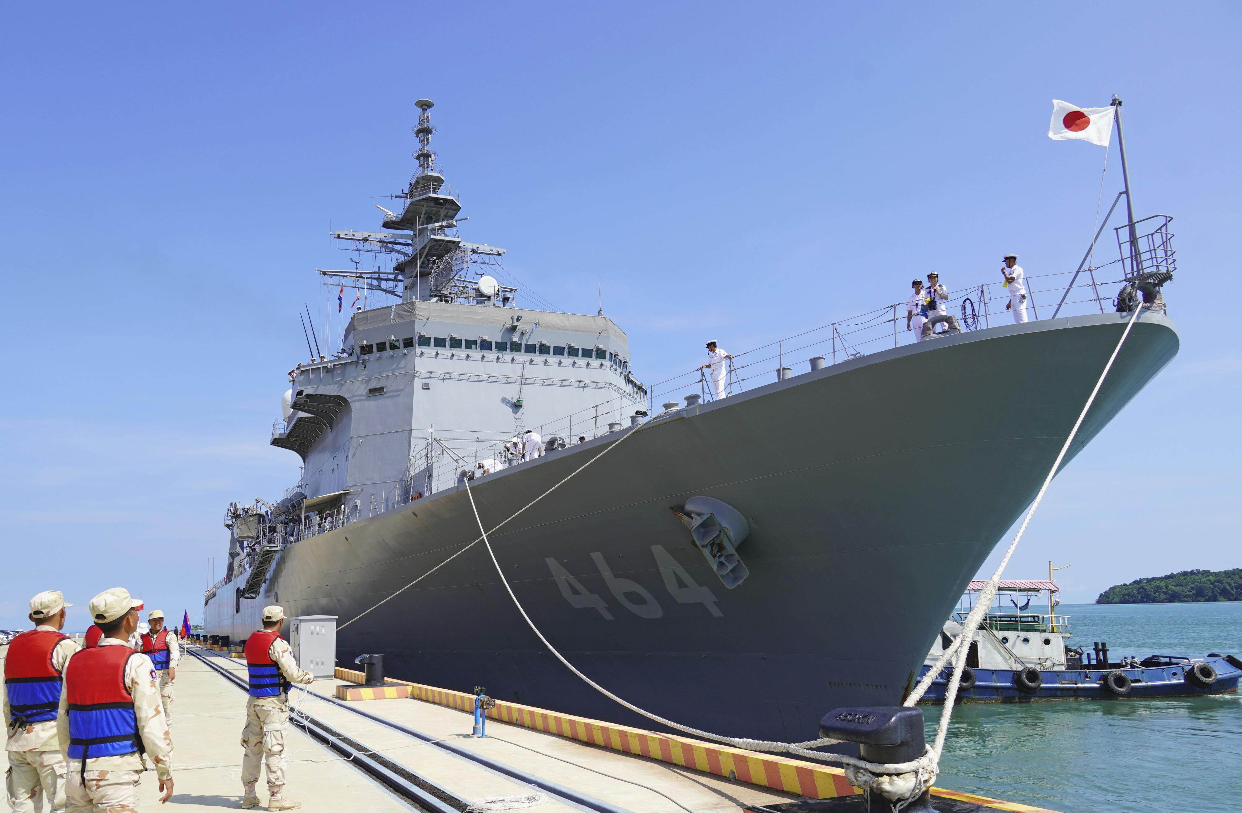 A Japanese Maritime Self-Defence Force’s minesweeper makes a port call in Cambodia last year. Photo: Kyodo
