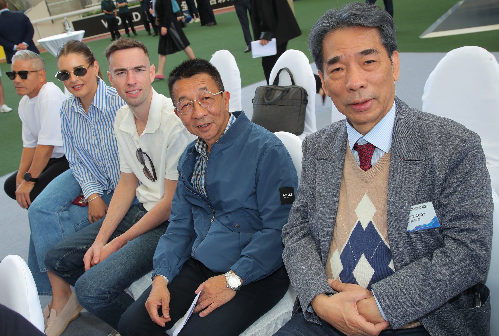 Jockey James Orman (centre), trainer Me Tsui (second from right) and connections of Pope Cody at Thursday’s Derby barrier draw. Jockey James Orman (centre), trainer Me Tsui (second from right) and connections of Pope Cody at Thursday’s Derby barrier draw.