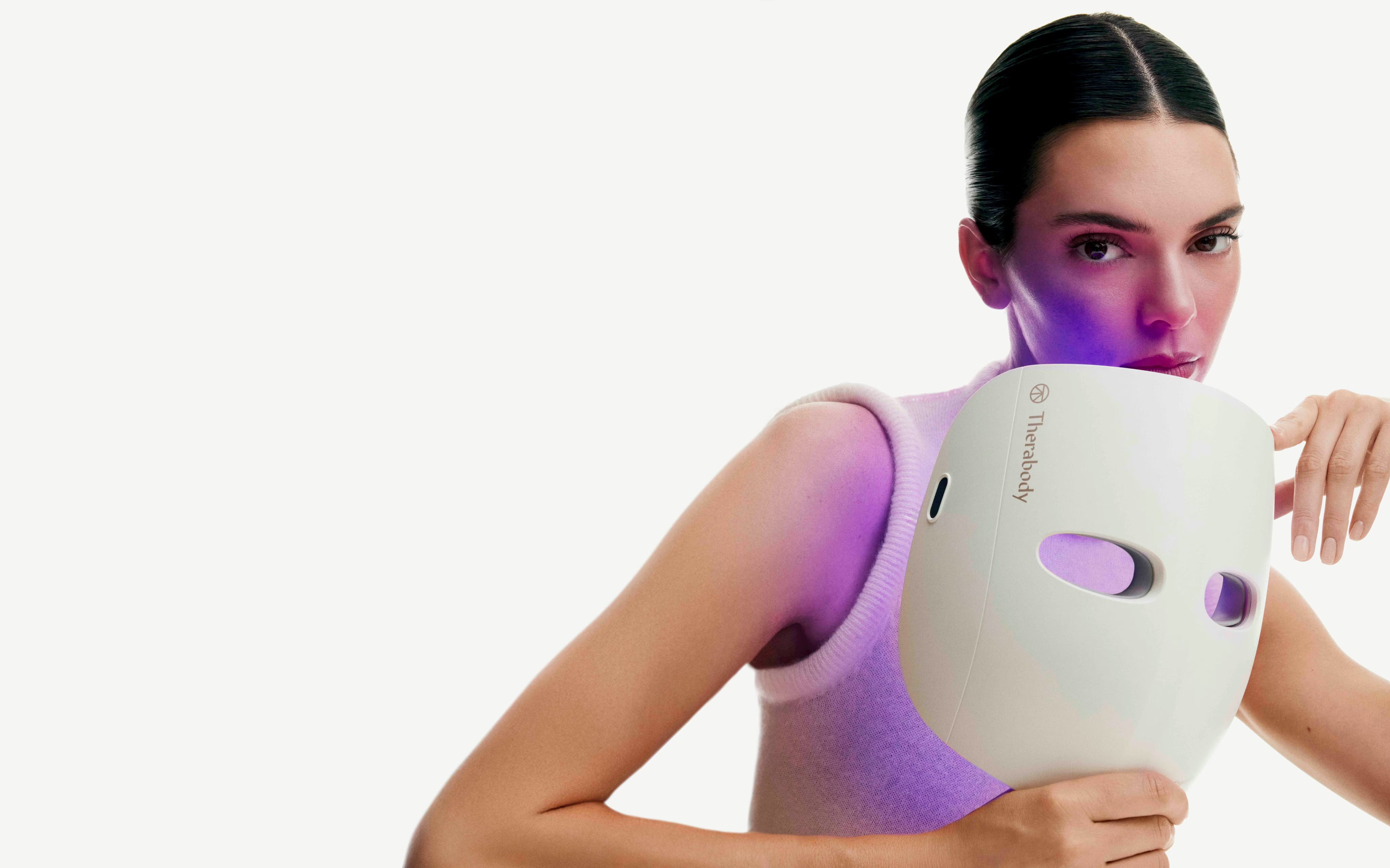 Kendall Jenner, who recently became a Therabody ambassador, with the TheraFace Mask Glo. Photo: Handout