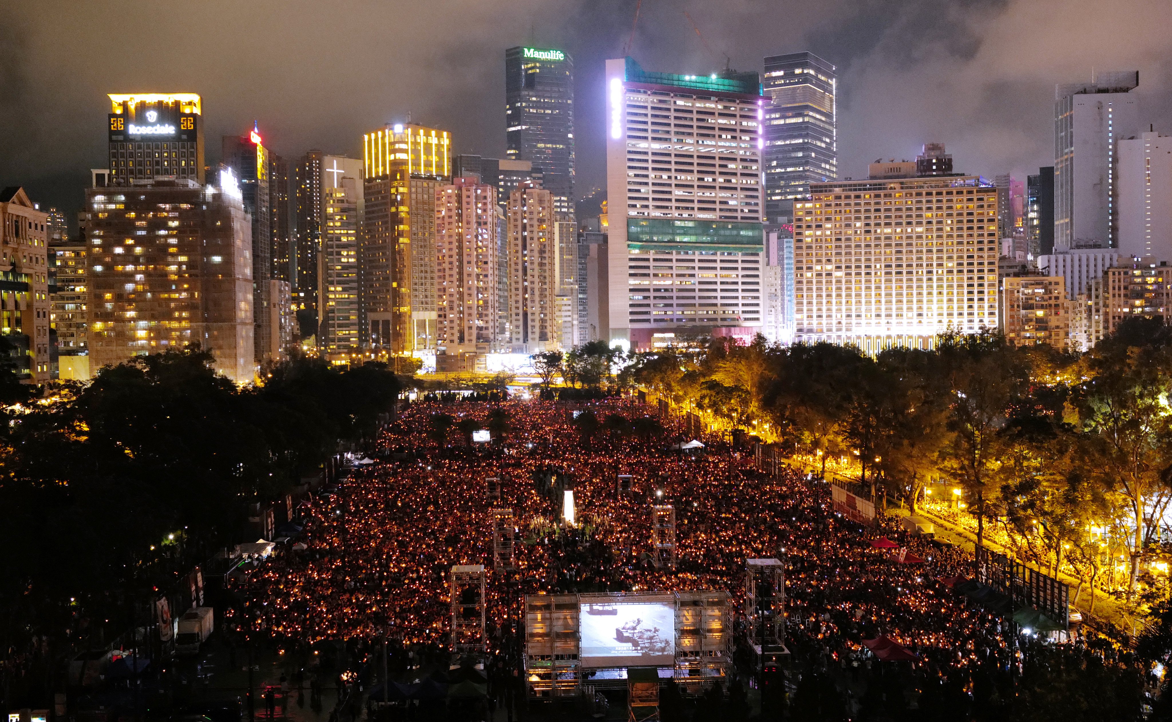 The last candlelight vigil in Victoria Park was held in 2019. Photo: Robert Ng