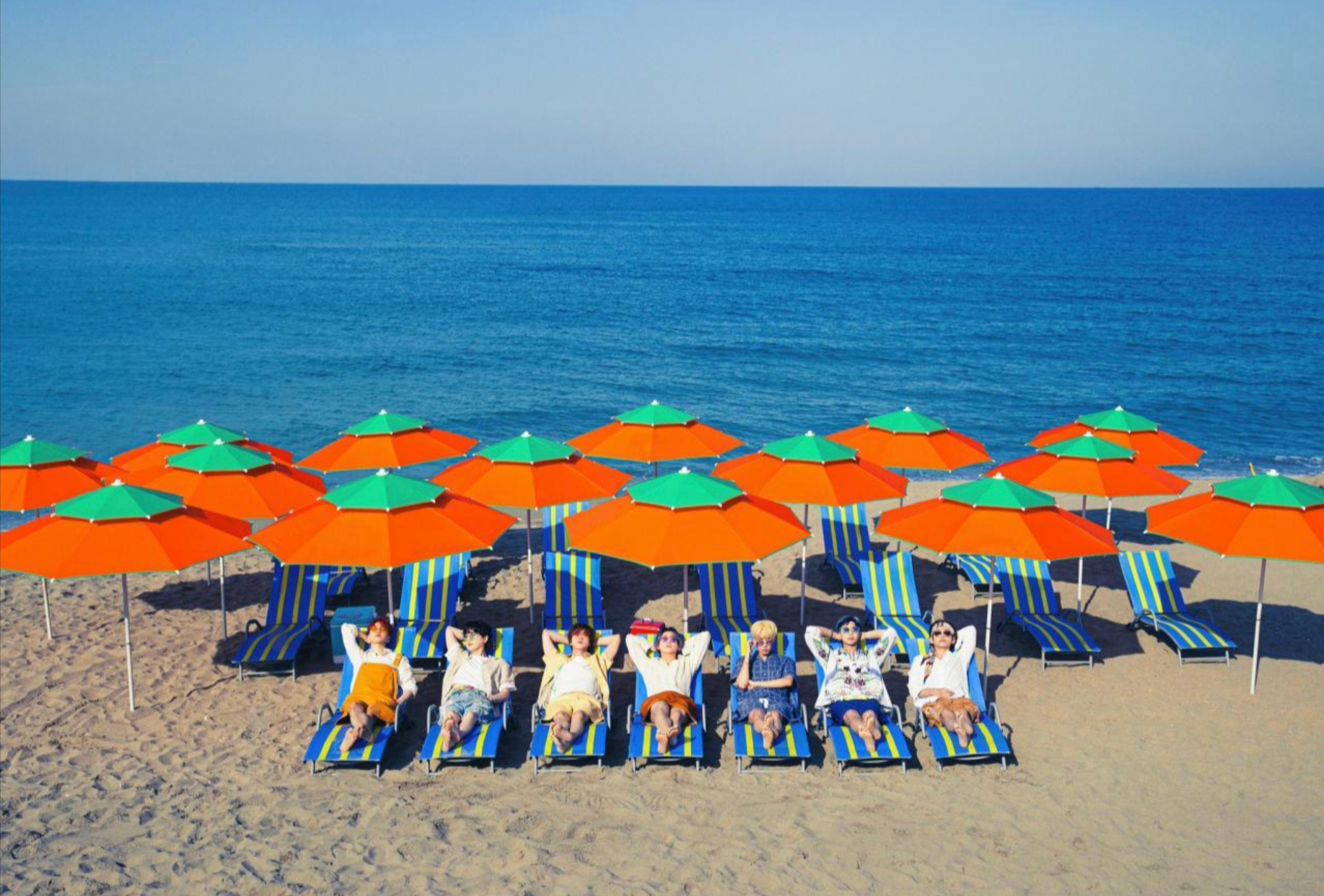 Members of K-pop boy band BTS at Maengbang Beach in Samcheok, Gangwon province, South Korea. The coastal backdrop was used in imagery tied to the group’s global hit single “Butter”. Photo: courtesy of BigHit Music