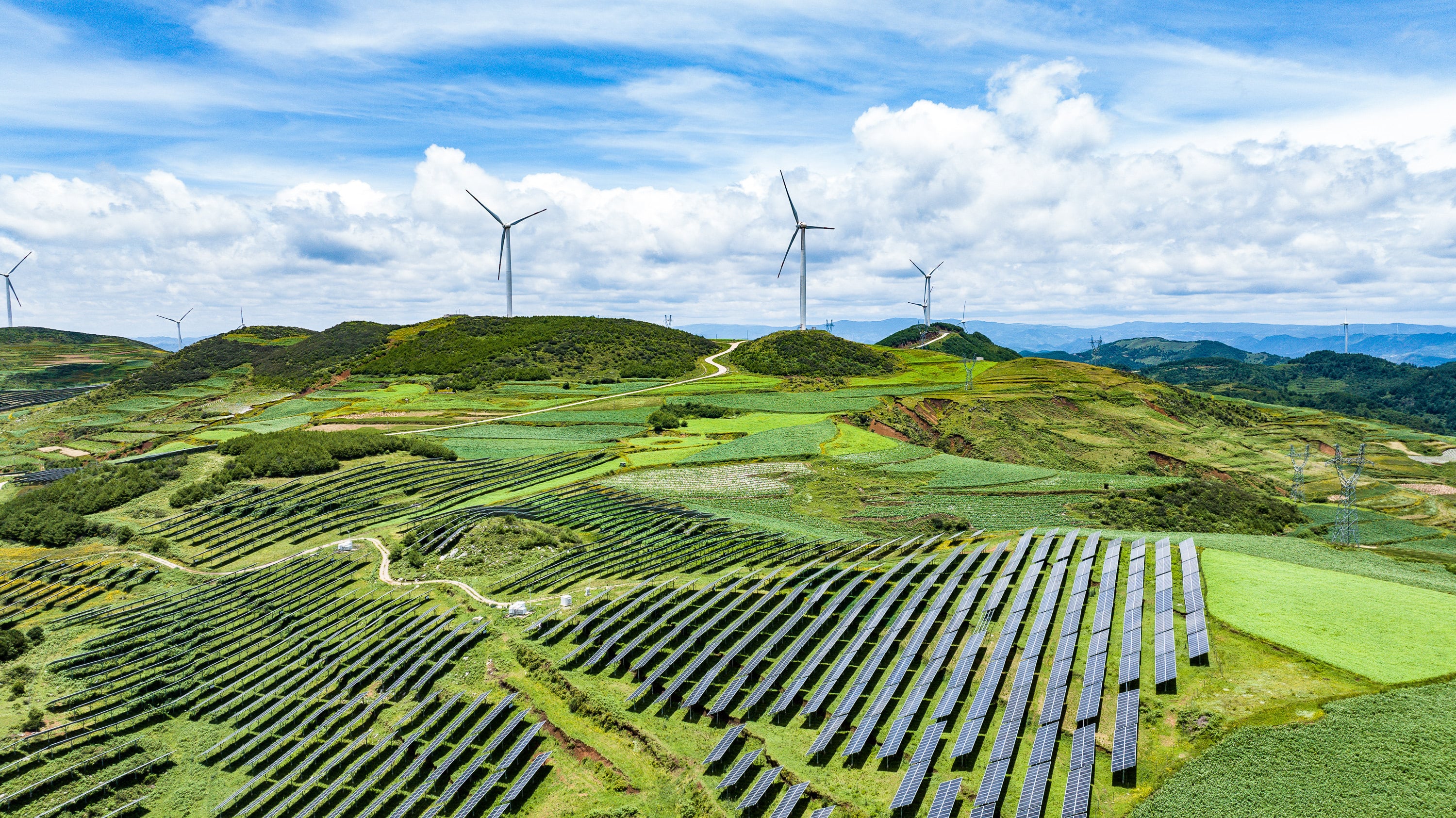 The Xianshuiwo photovoltaic power plant in the Yi-Hui-Miao autonomous county of Weining, in southwest China’s guizhou province, is seen on July 3, 2025. Photo: Xinhua