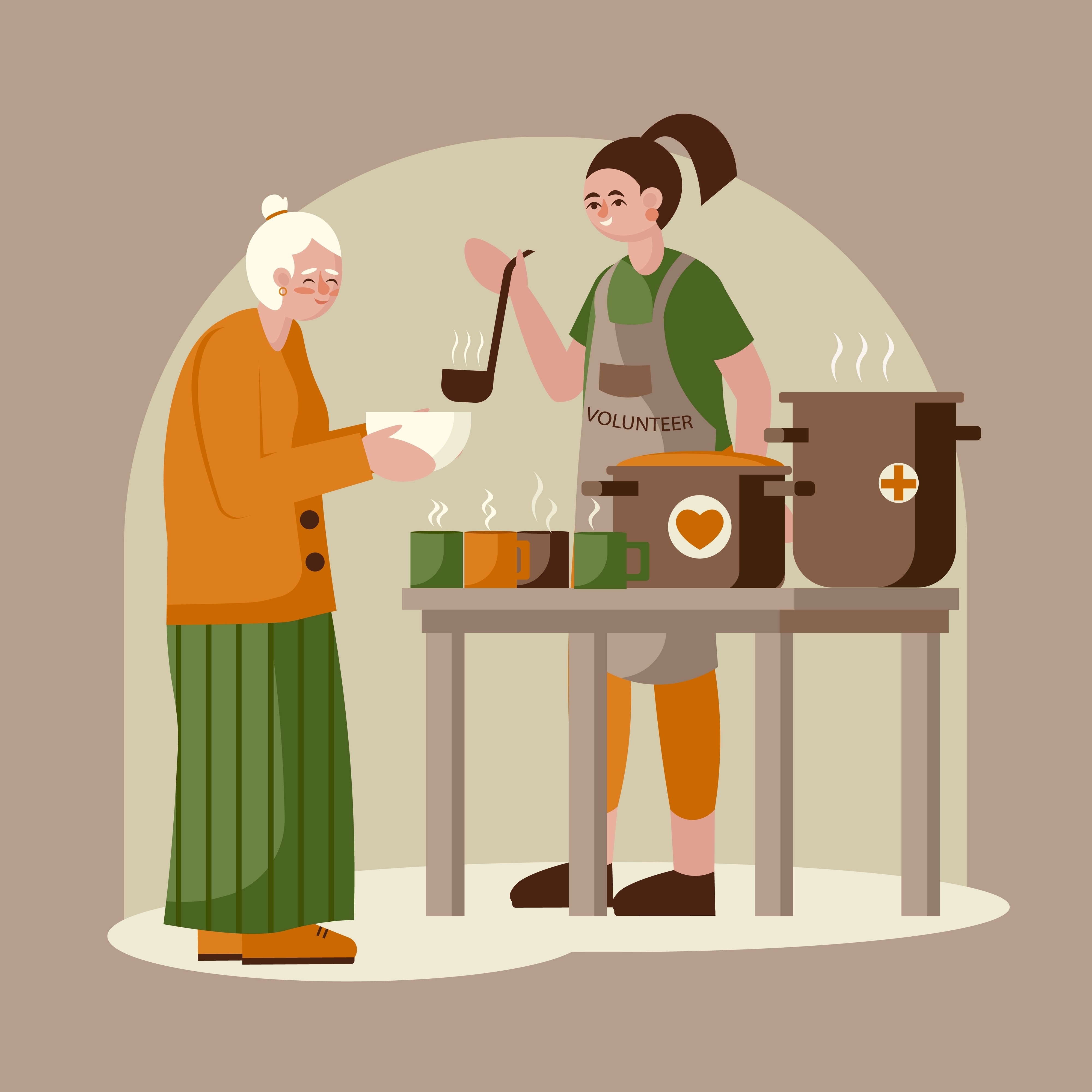 Learn how you can volunteer and help others, for example, by giving hot food and drinks to those in need, like people without homes or little money. Photo: Shutterstock