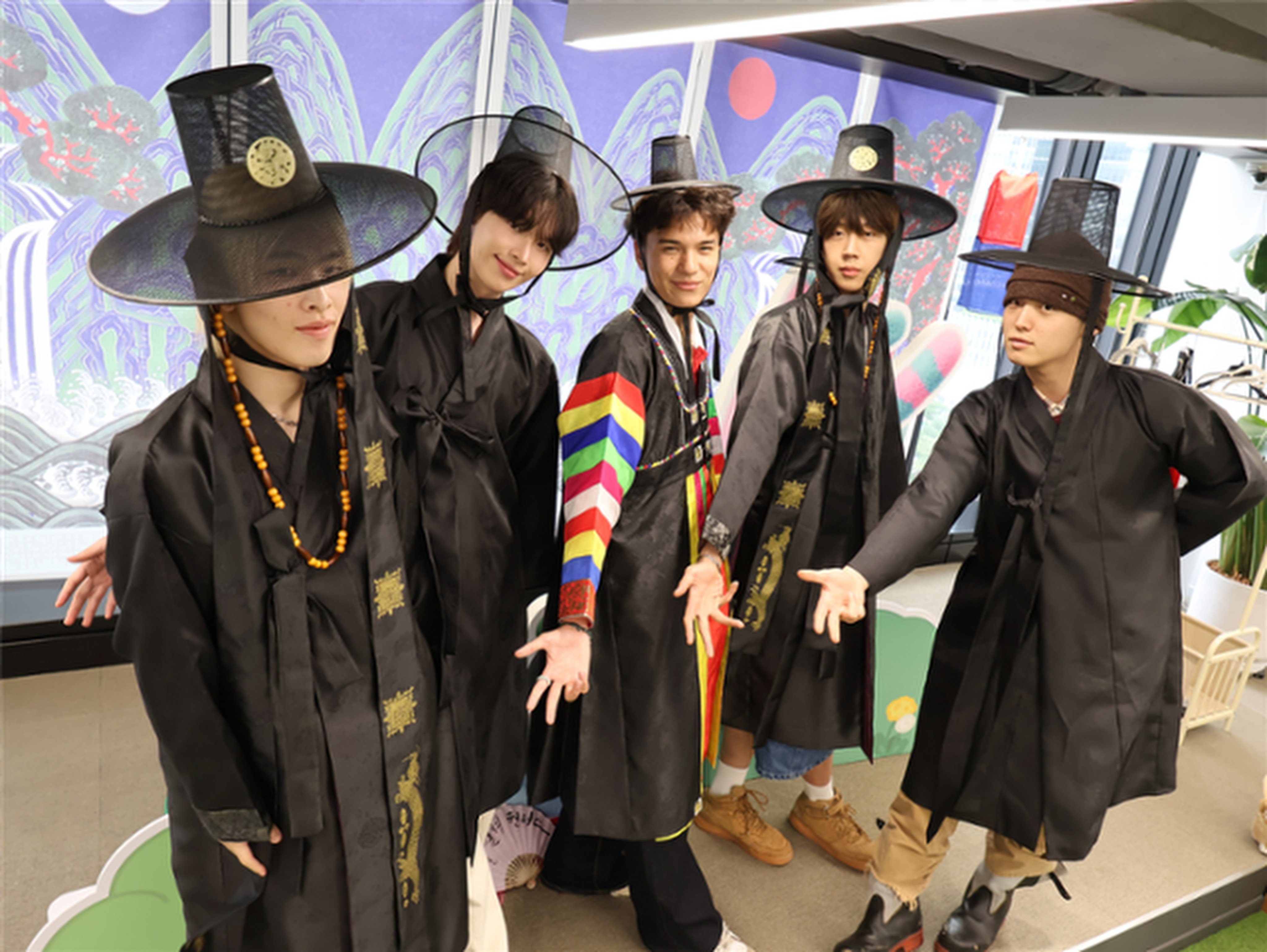 Tourists in Seoul pose in costumes from the Netflix animation KPop Demon Hunters. Photo: Seoul Metropolitan Government