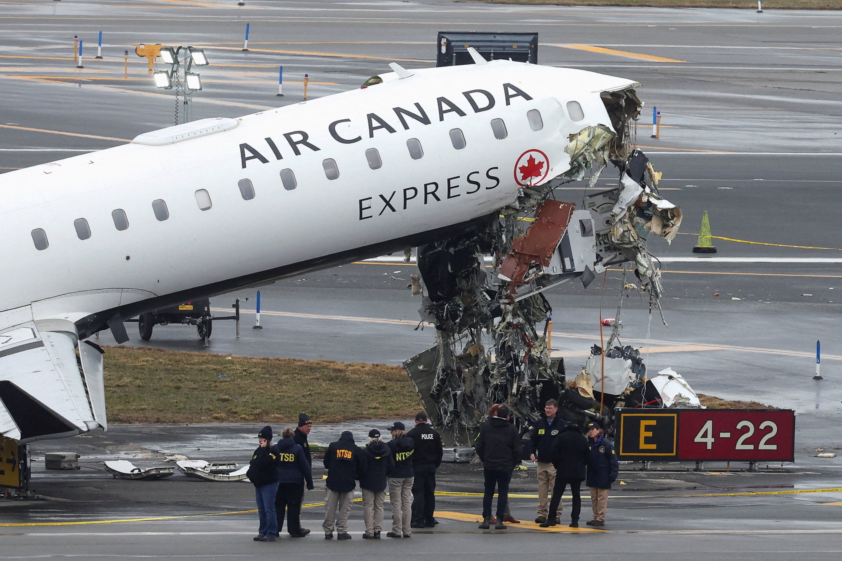 The wreckage of the Air Canada Express jet. Photo: Reuters