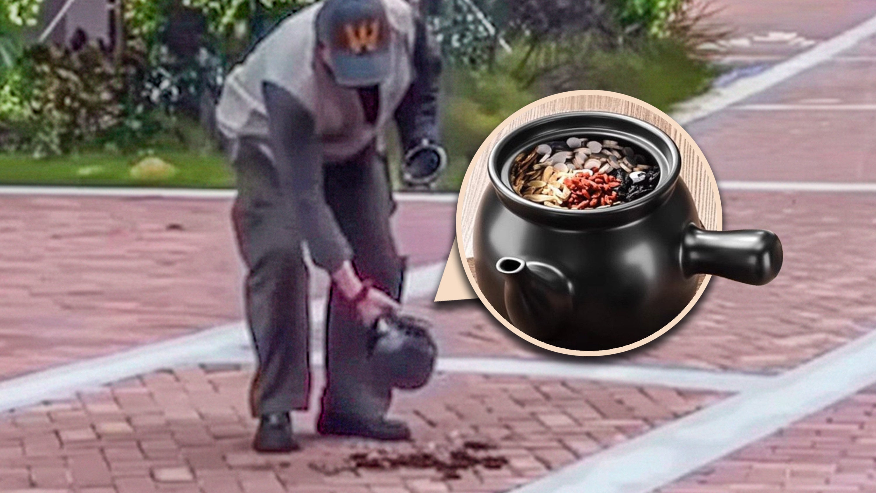 Some people in China pour leftover traditional Chinese medicine (TCM) onto public roads, believing it drives away illness when walked or driven over. Photo: SCMP composite/Sohu