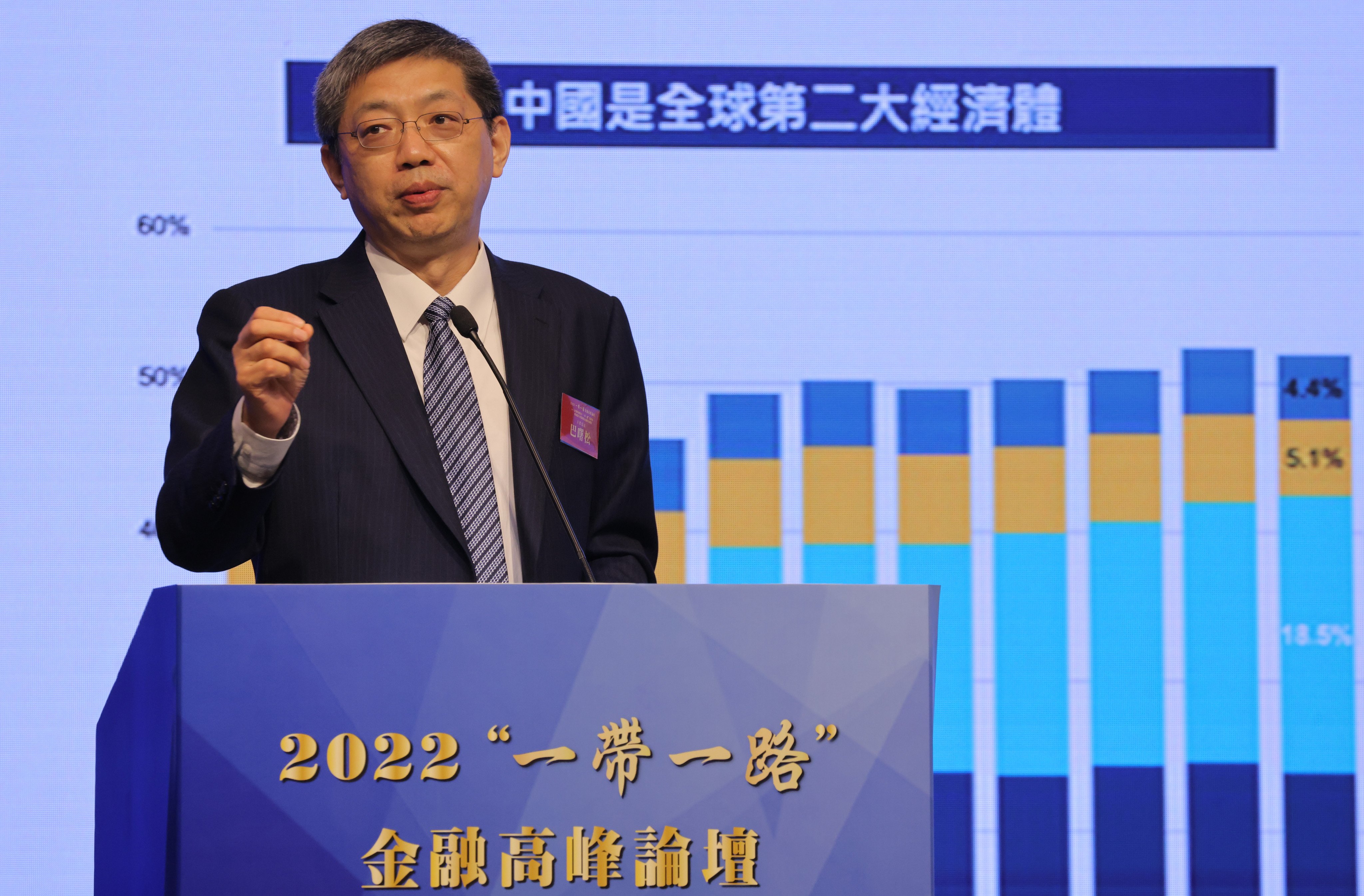 Economist, professor and former HKEX executive Ba Shusong speaks at an event in Hong Kong on December 21, 2022. Photo: Jelly Tse