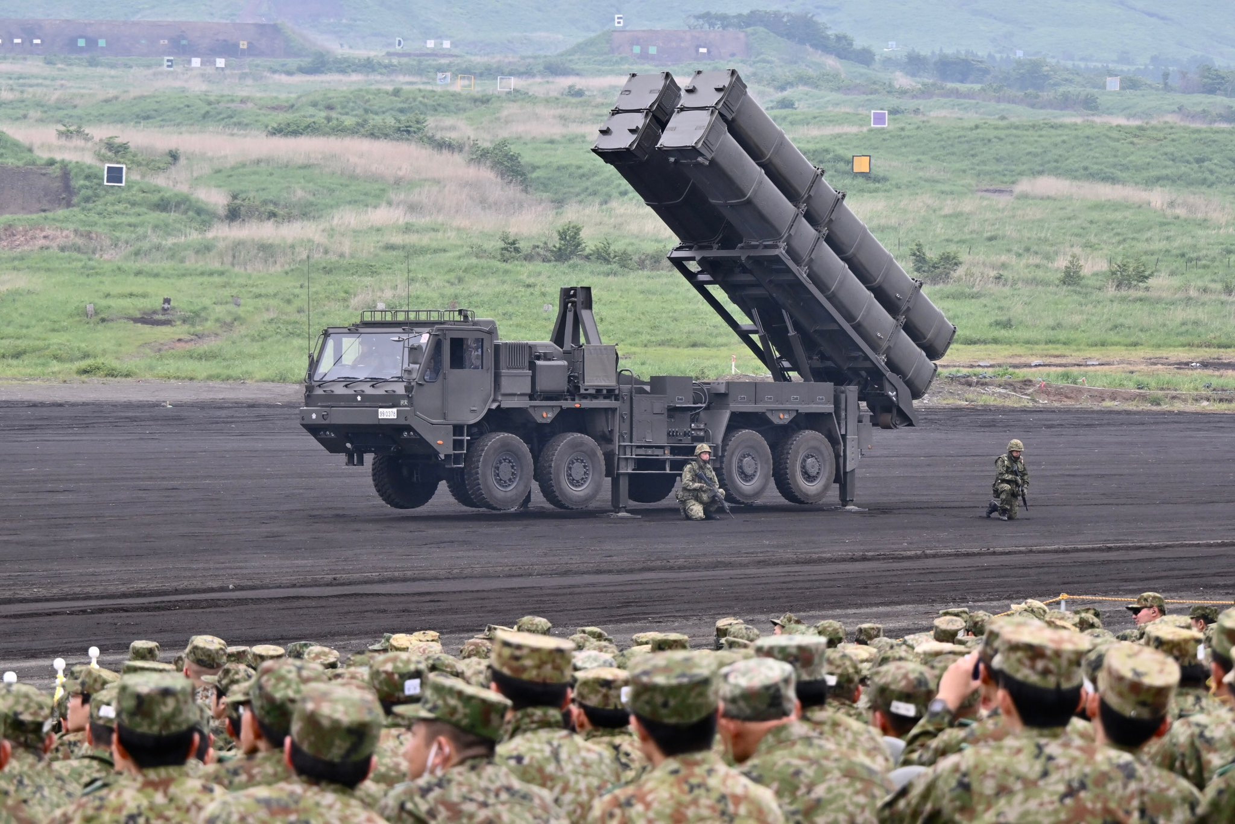 Japan’s Ground Self-Defence Force unveils a Type 12 coastal defence anti-ship missile launcher vehicle during a training exercise in June last year. Photo: Handout